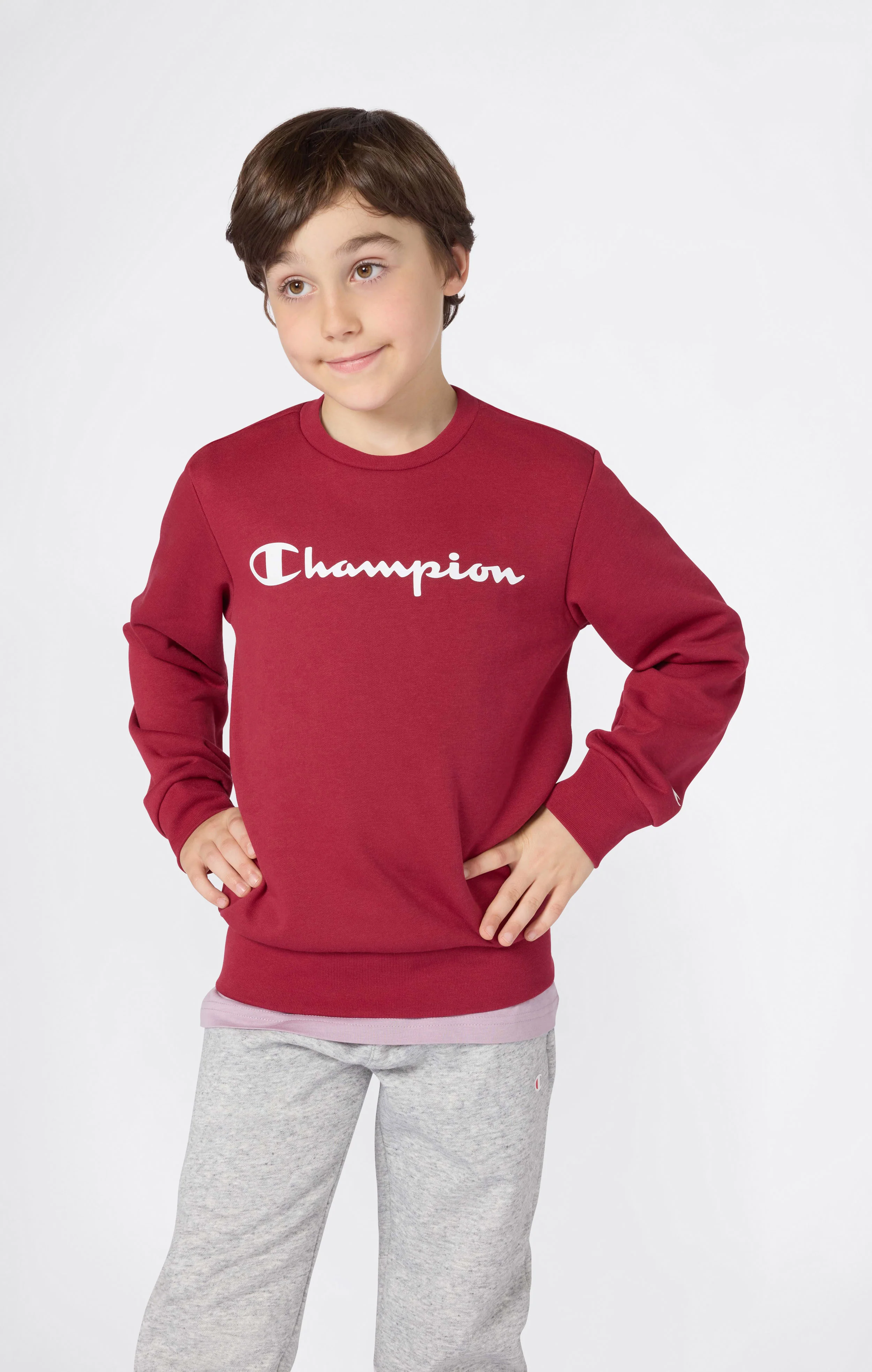 Boys' Fleece Crewneck Sweatshirt Script Logo - Image 2