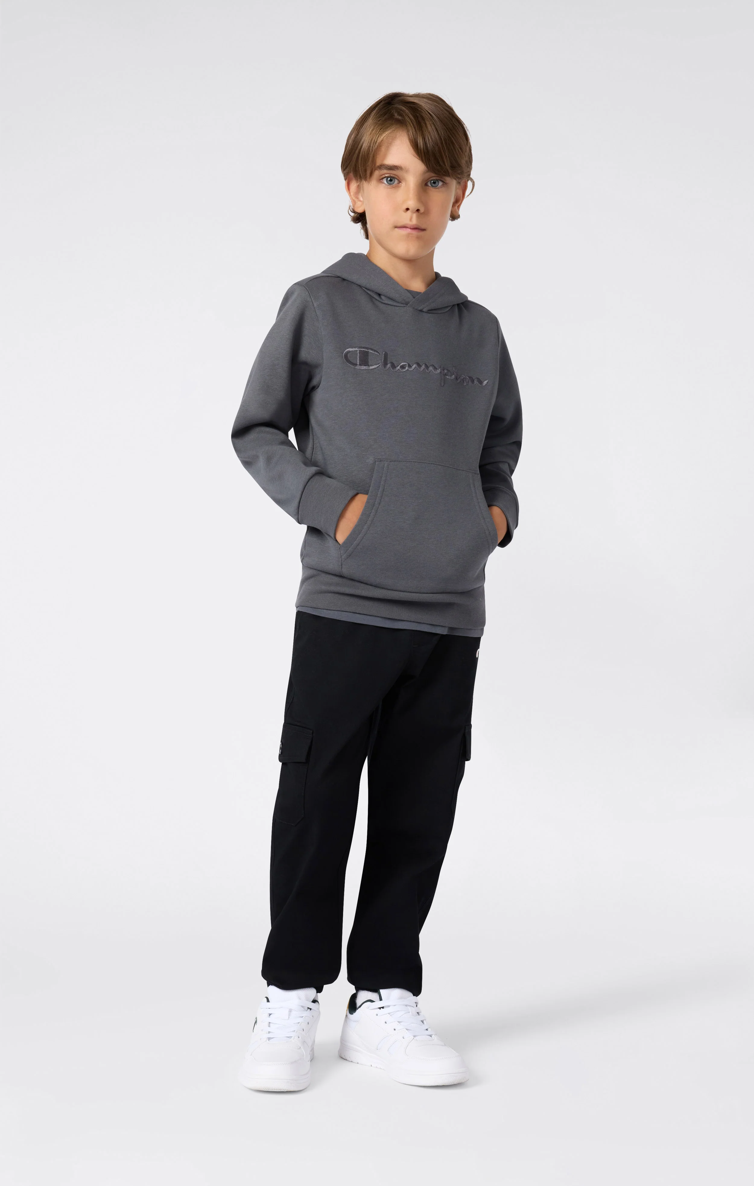 Boys’ Fleece Hoodie with Big Embroidered Logo Icons - Image 2