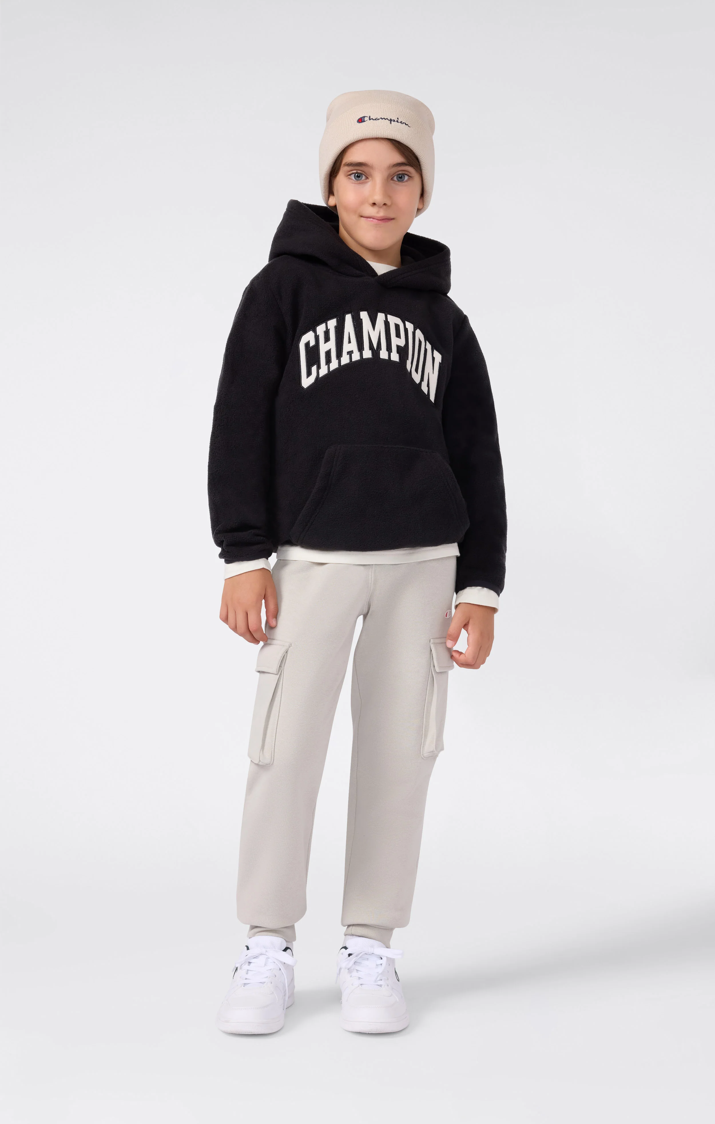 Boys' Fleece Polar Hoodie Script Logo - Image 4