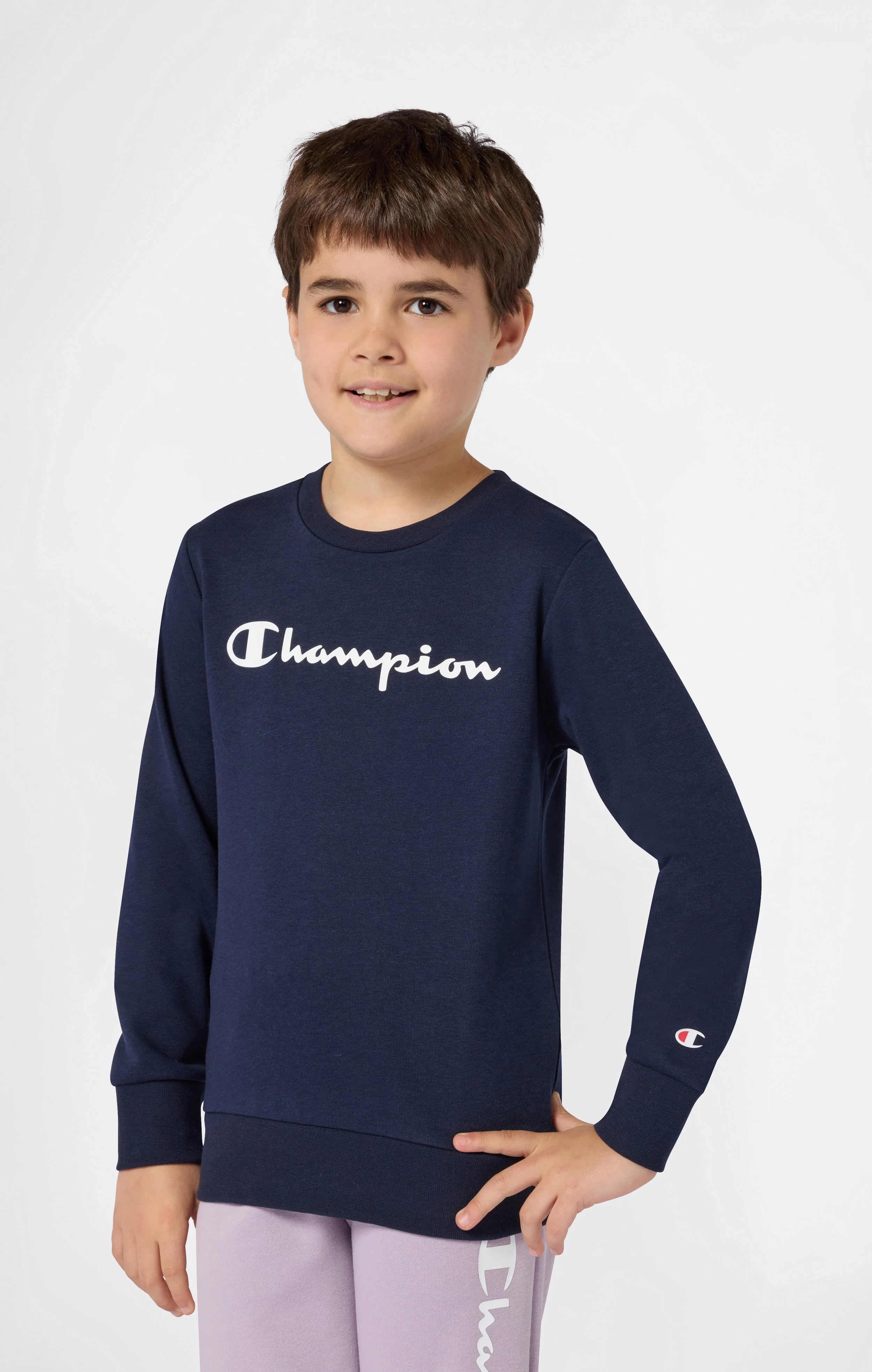 Boys’ Lightweight Crewneck Sweatshirt with Maxi Printed Logo - Image 3