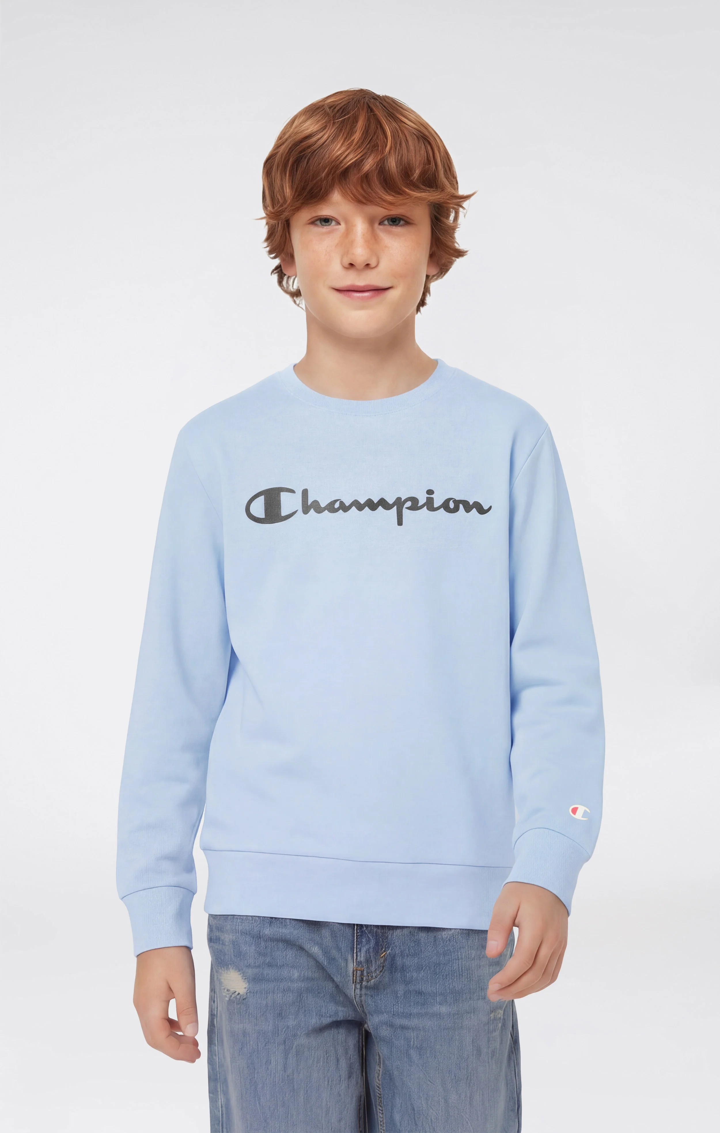 Boys’ Lightweight Crewneck Sweatshirt with Maxi Printed Logo - Image 4