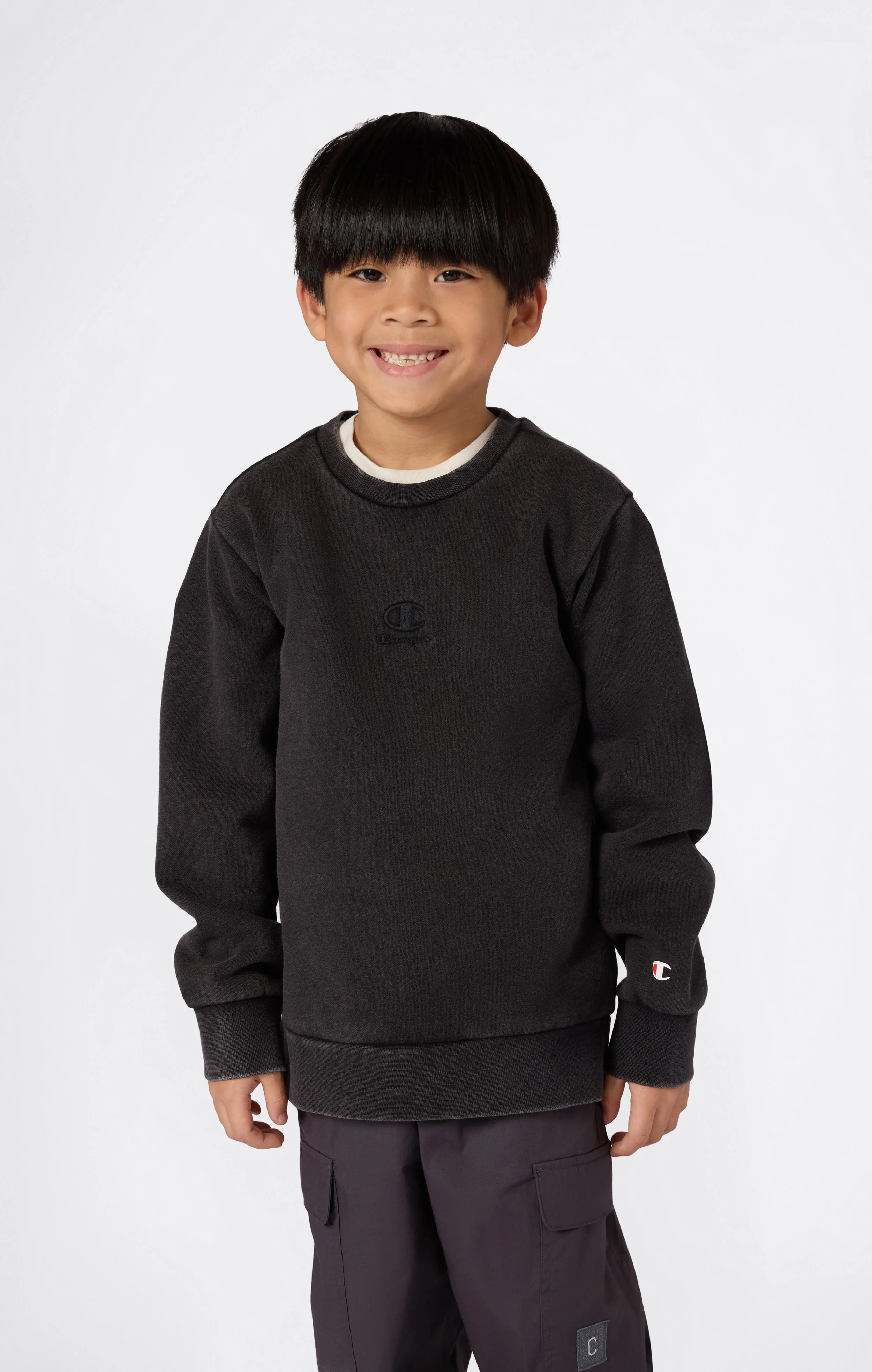 Boys’ Washed Fleece Crewneck Sweatshirt Icons - Image 2