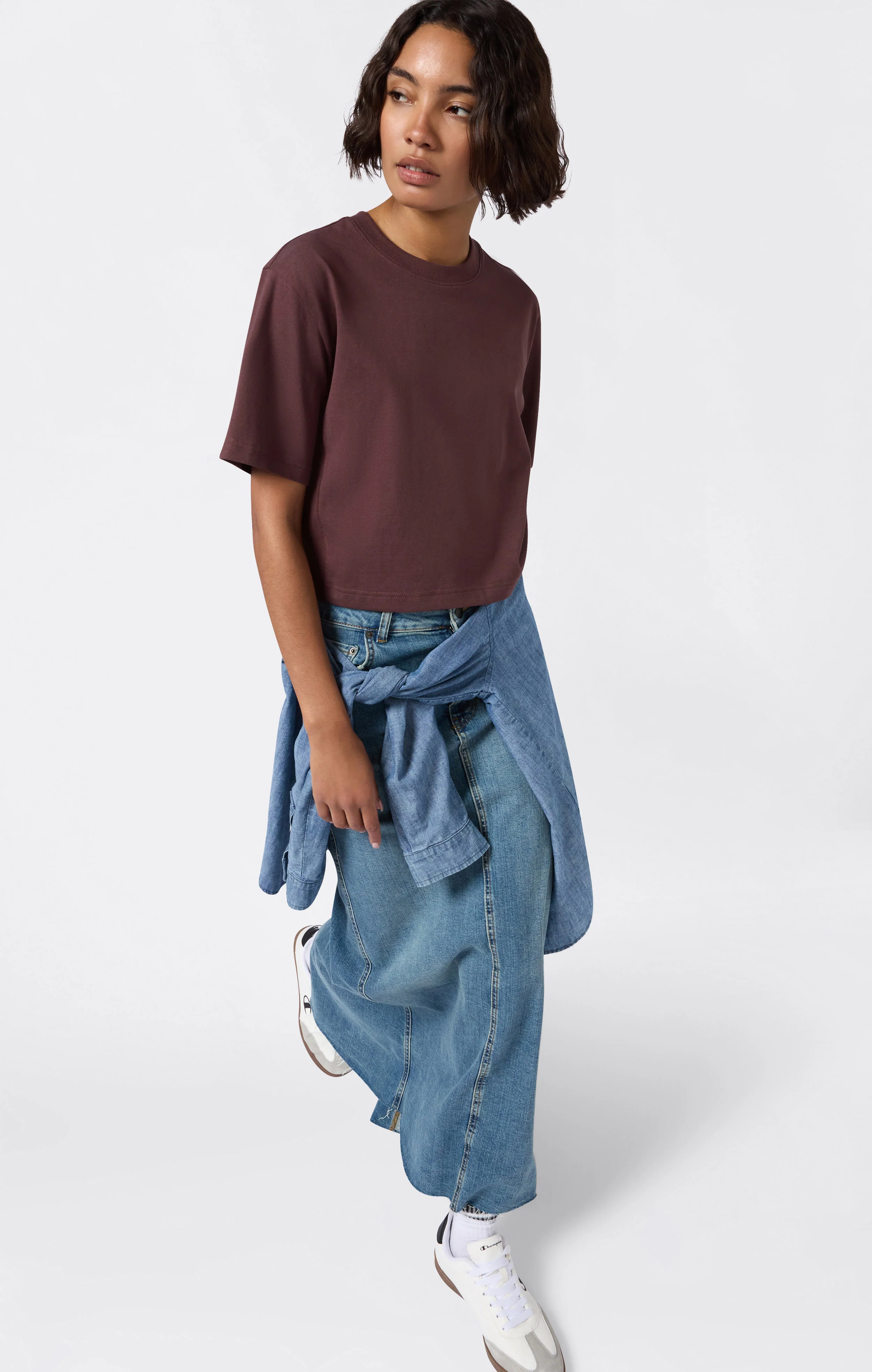 Cropped Women's T-Shirt in Heavy Cotton Jersey - Image 5