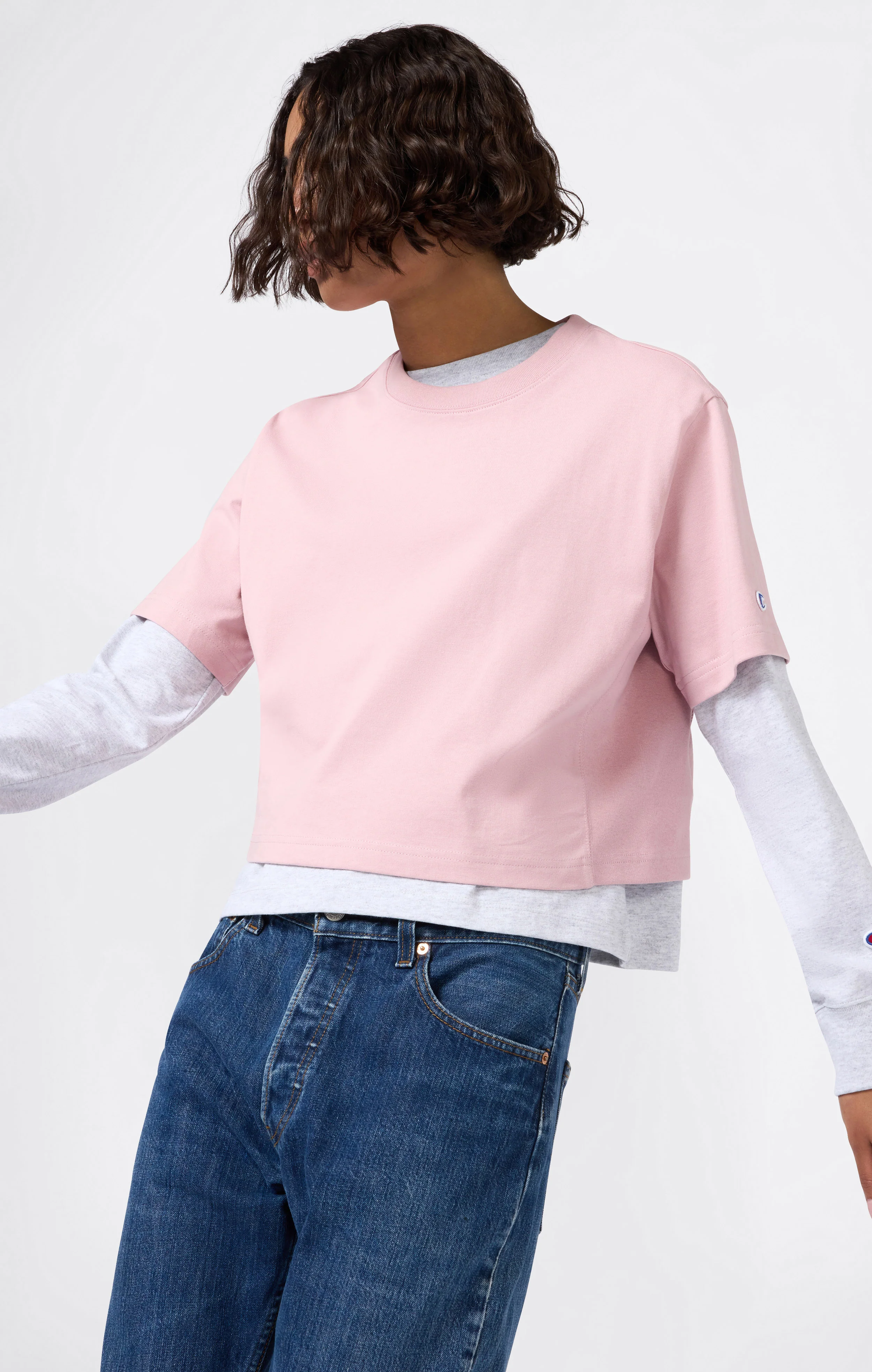 Cropped Women's T-Shirt in Heavy Cotton Jersey - Image 3