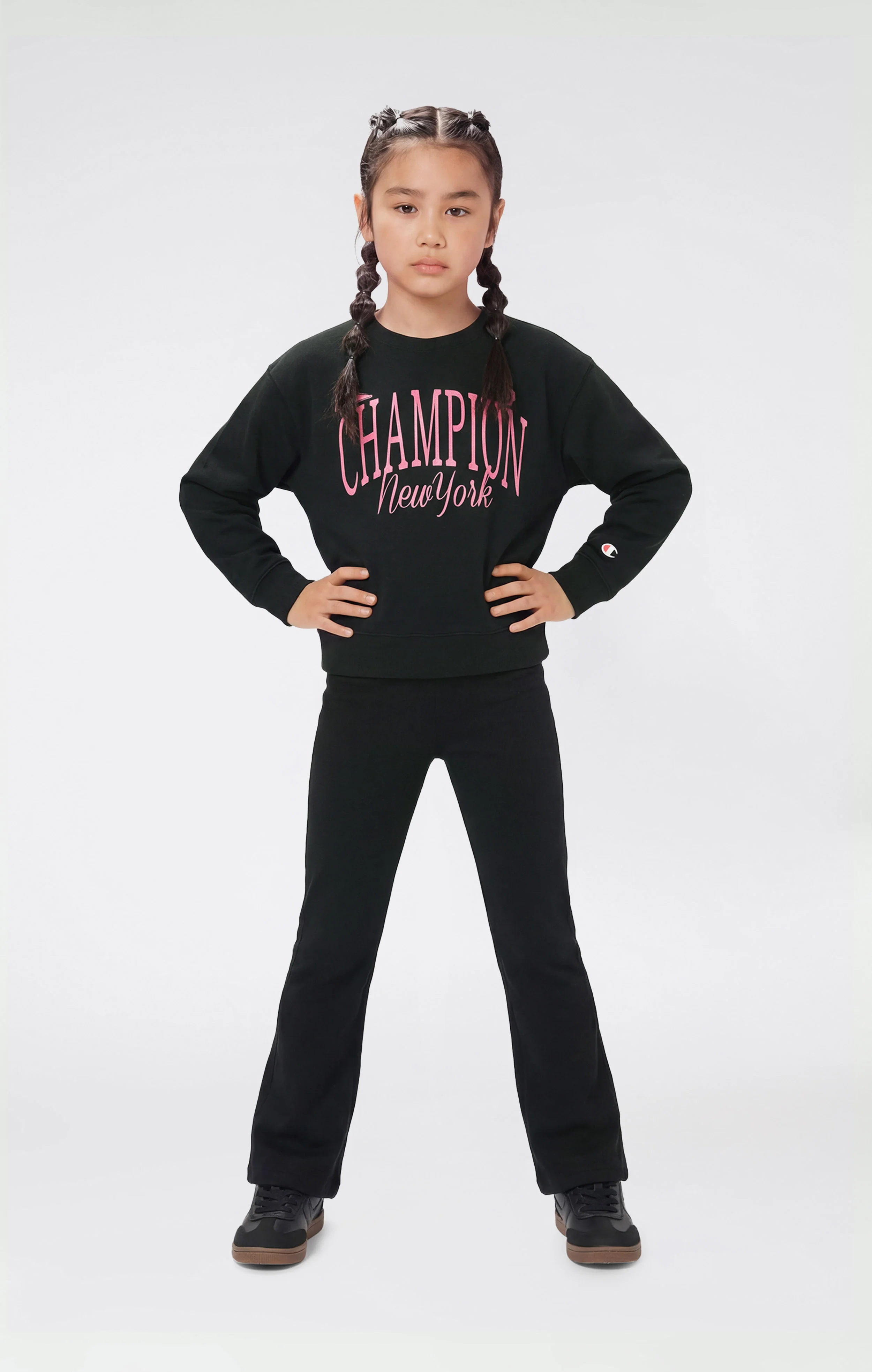 Girls’ Crewneck Sweatshirt and Pants Tracksuit with Graphic