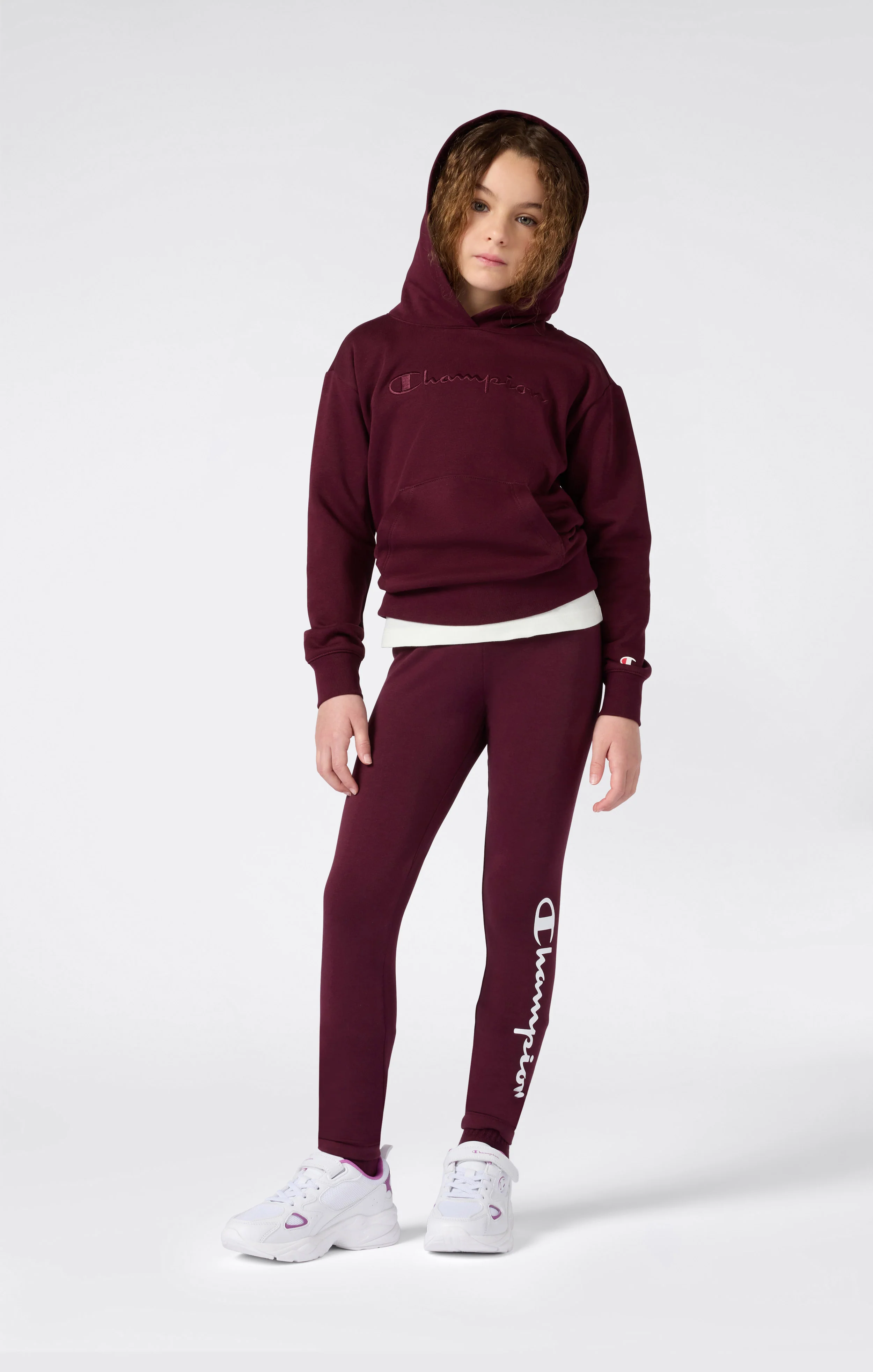 Girls’ Fleece Hoodie with Big Embroidered Logo Icons - Image 3