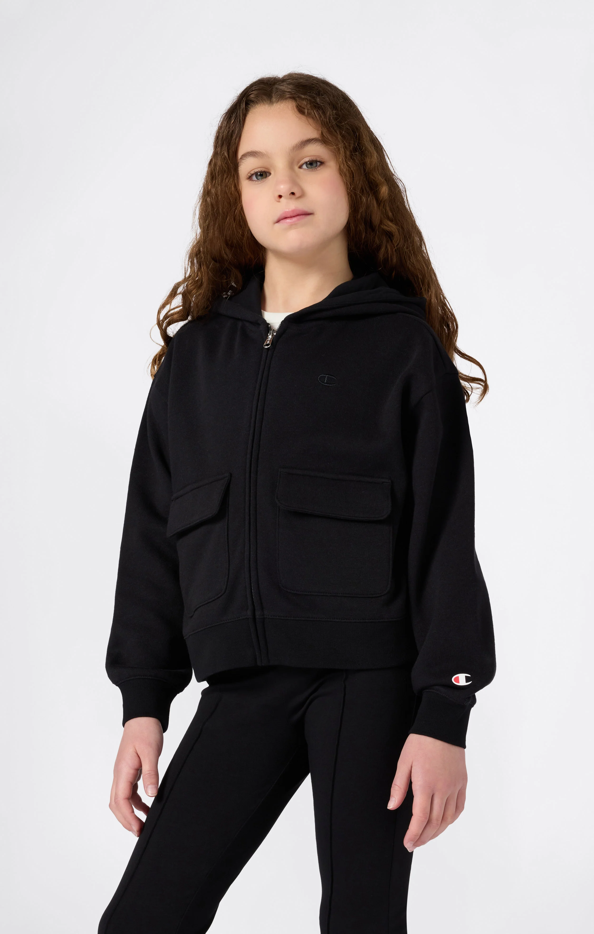 Girls’ Hooded Full Zip Fleece Sweatshirt Icons - Image 3