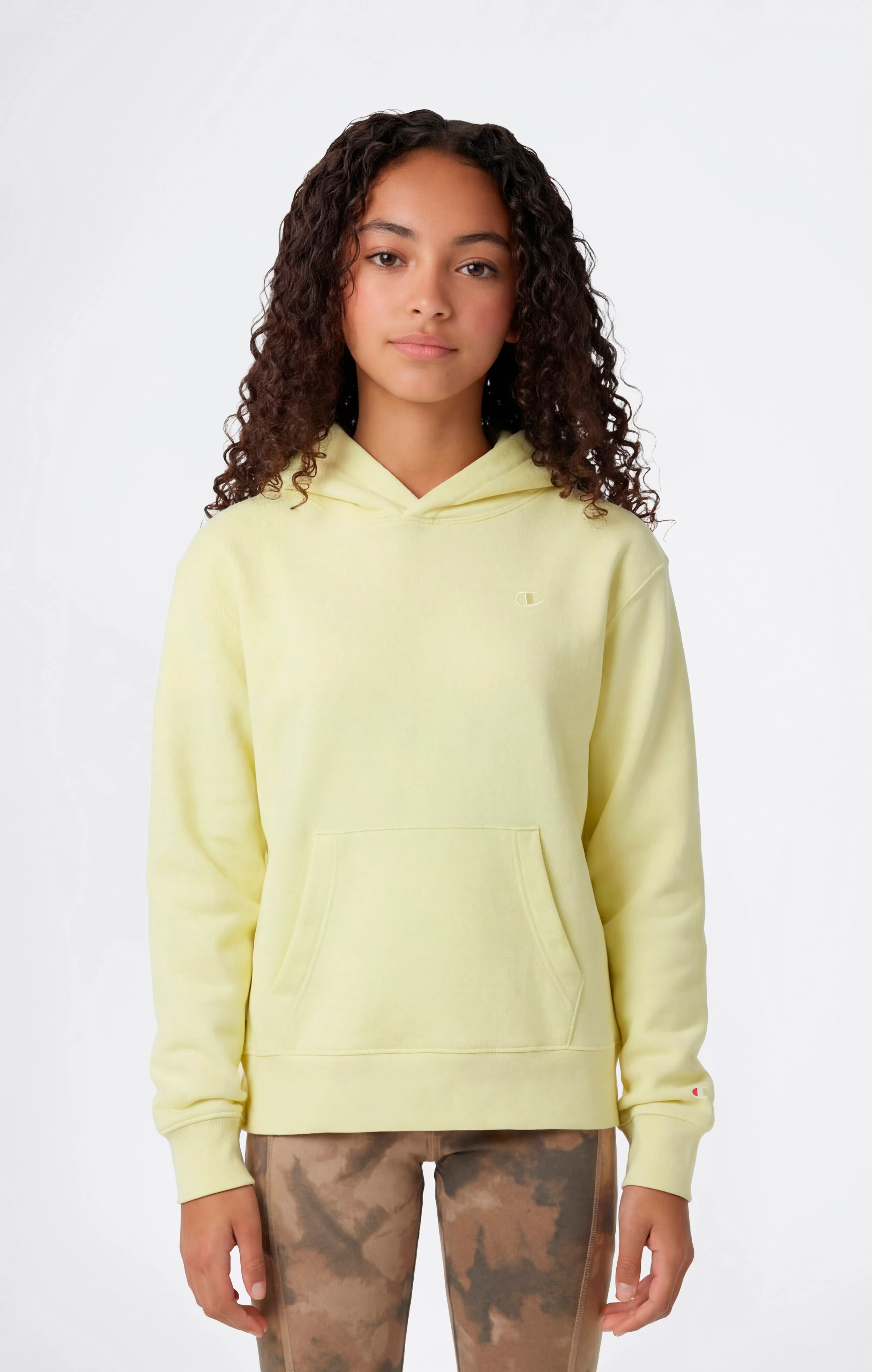 Girls’ Lightweight Hooded Sweatshirt with Tonal Embroidered “C” Logo Icons