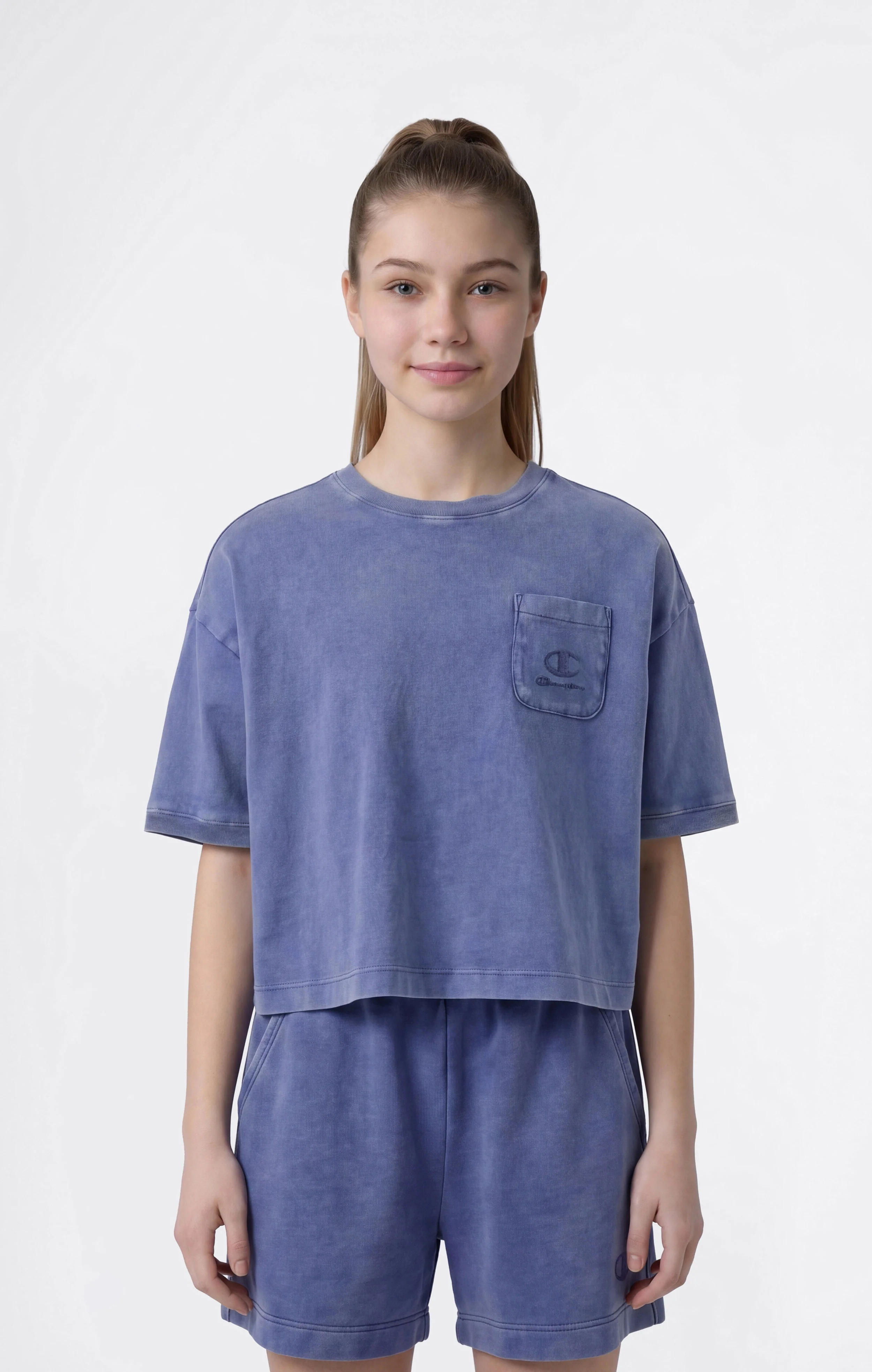 Girls’ Washed Effect Crop T-Shirt Icons