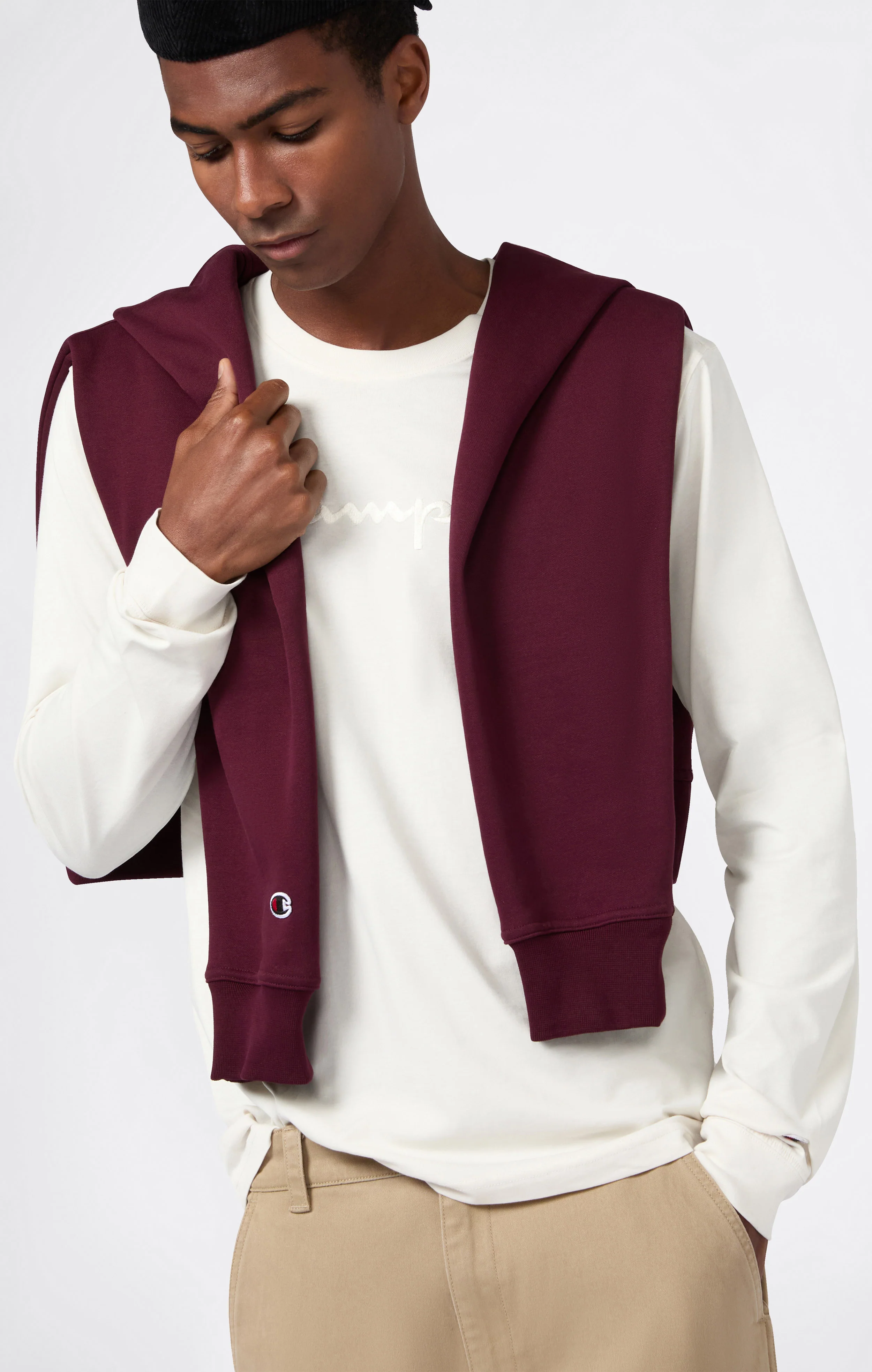 Men’s Crewneck Long Sleeve With Big Embroidery Logo T-Shirt Icons - Image 3
