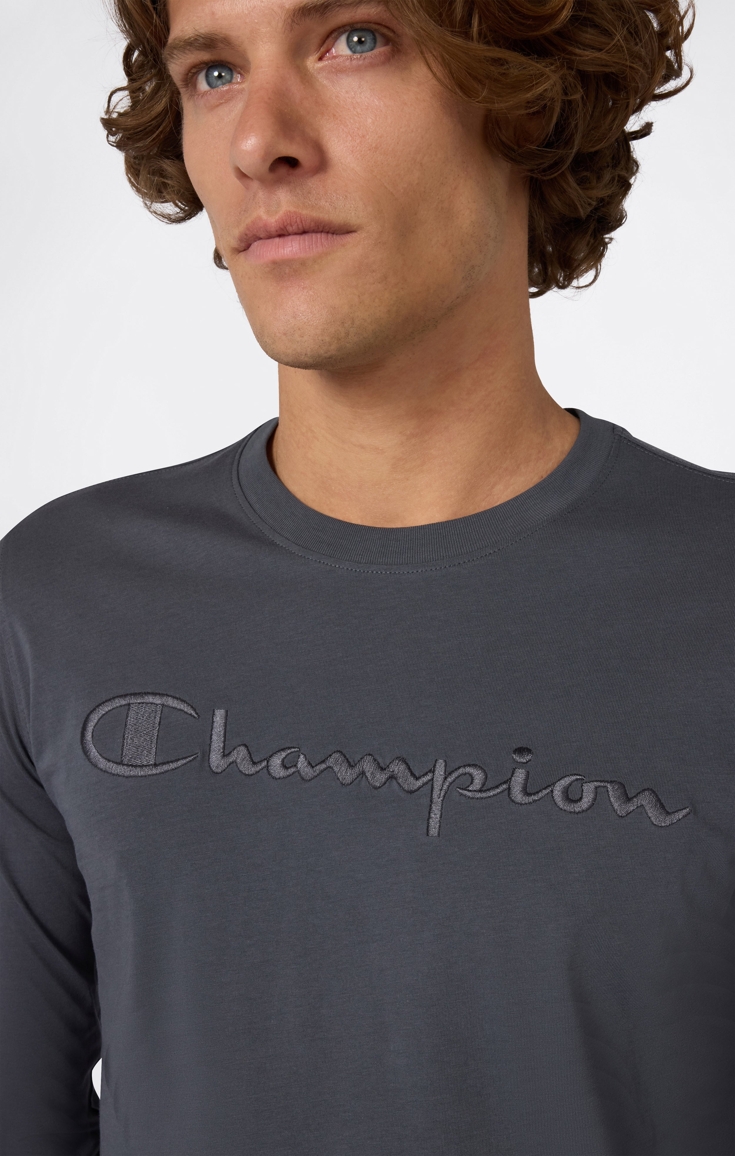 Men’s Crewneck Long Sleeve With Big Embroidery Logo T-Shirt Icons - Image 5