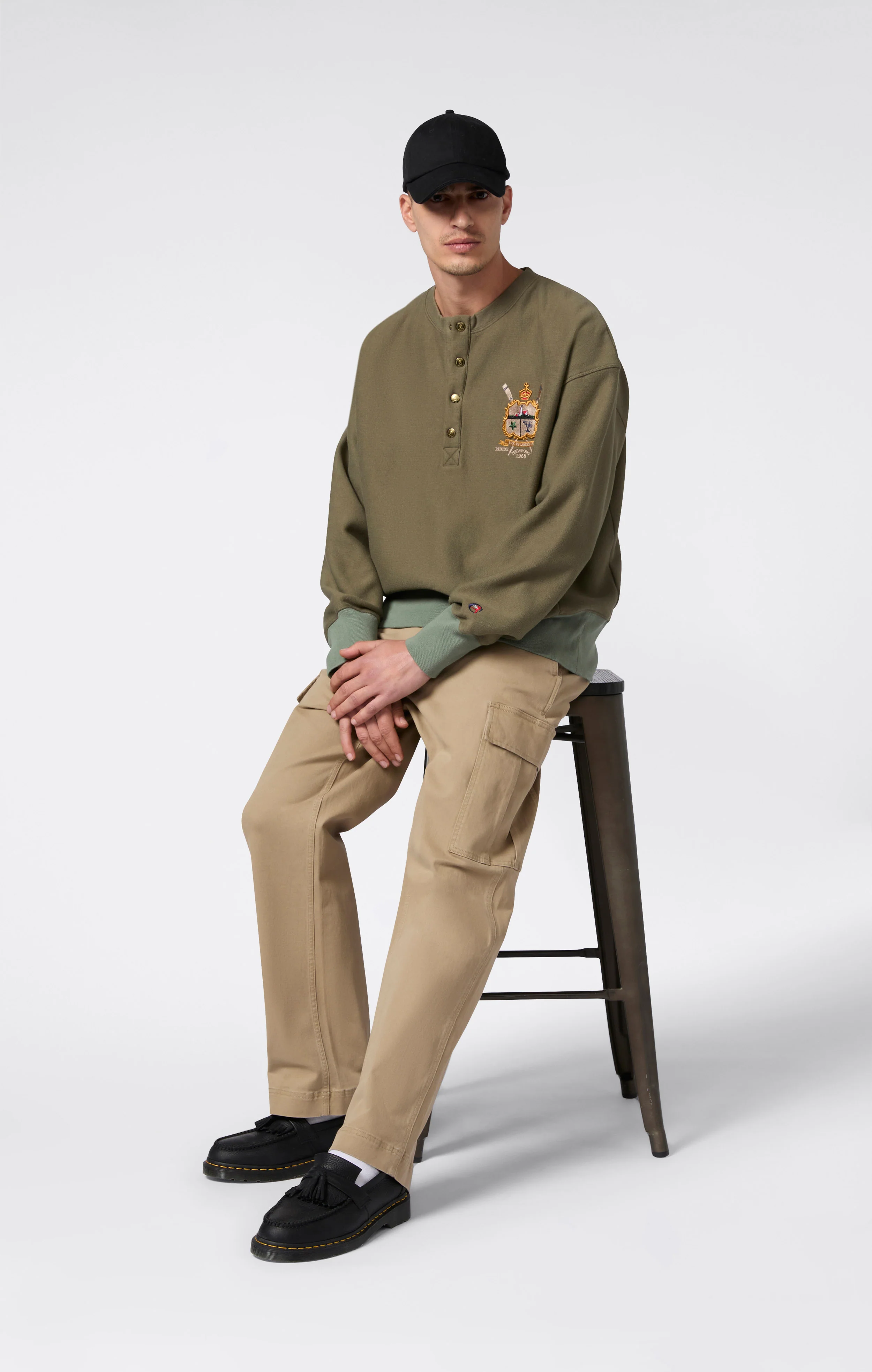 Men’s Fleece Button Sweatshirt Reverse Weave Index & Archives Lighthouse - Image 2