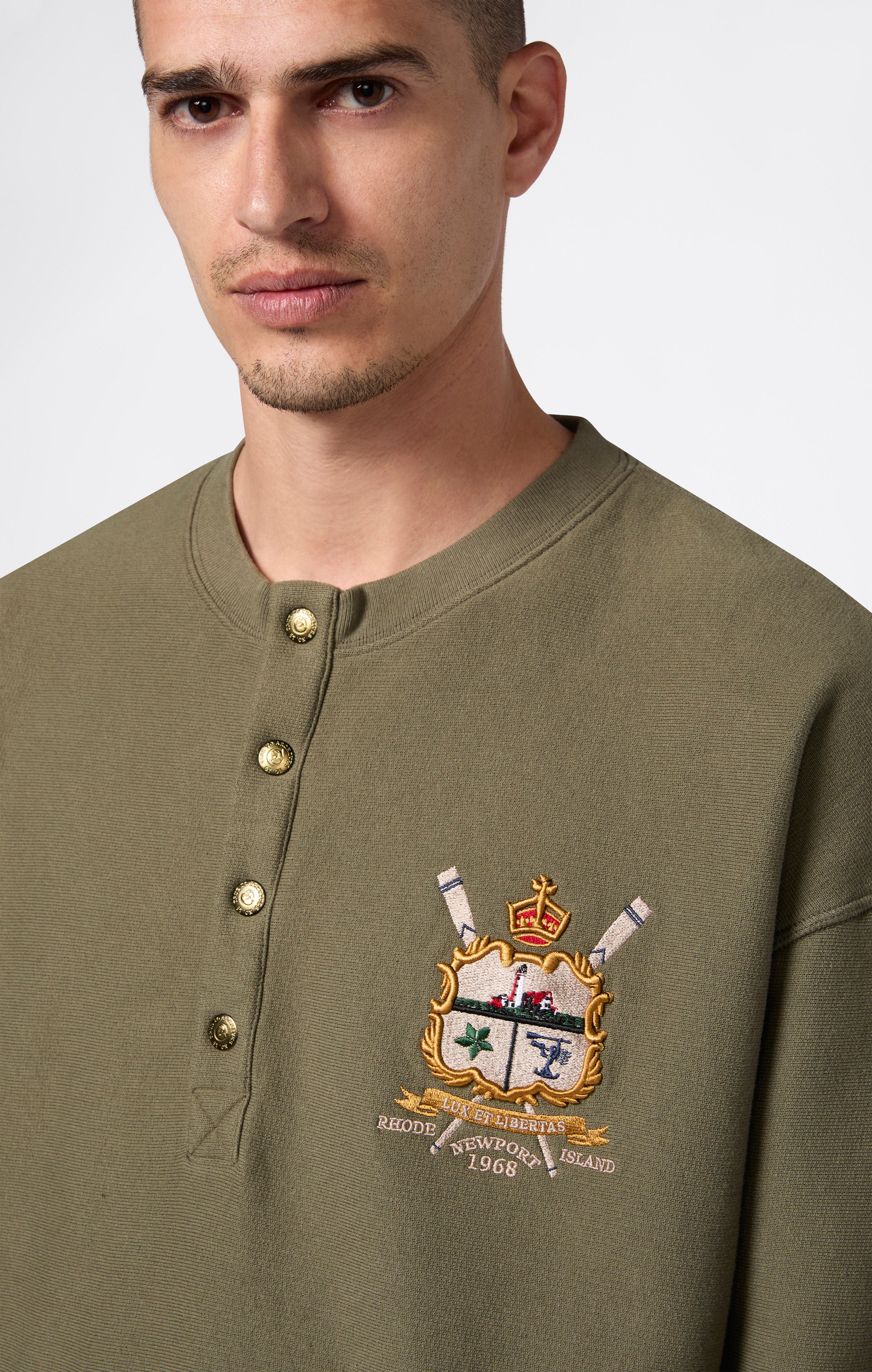 Men’s Fleece Button Sweatshirt Reverse Weave Index & Archives Lighthouse - Image 3