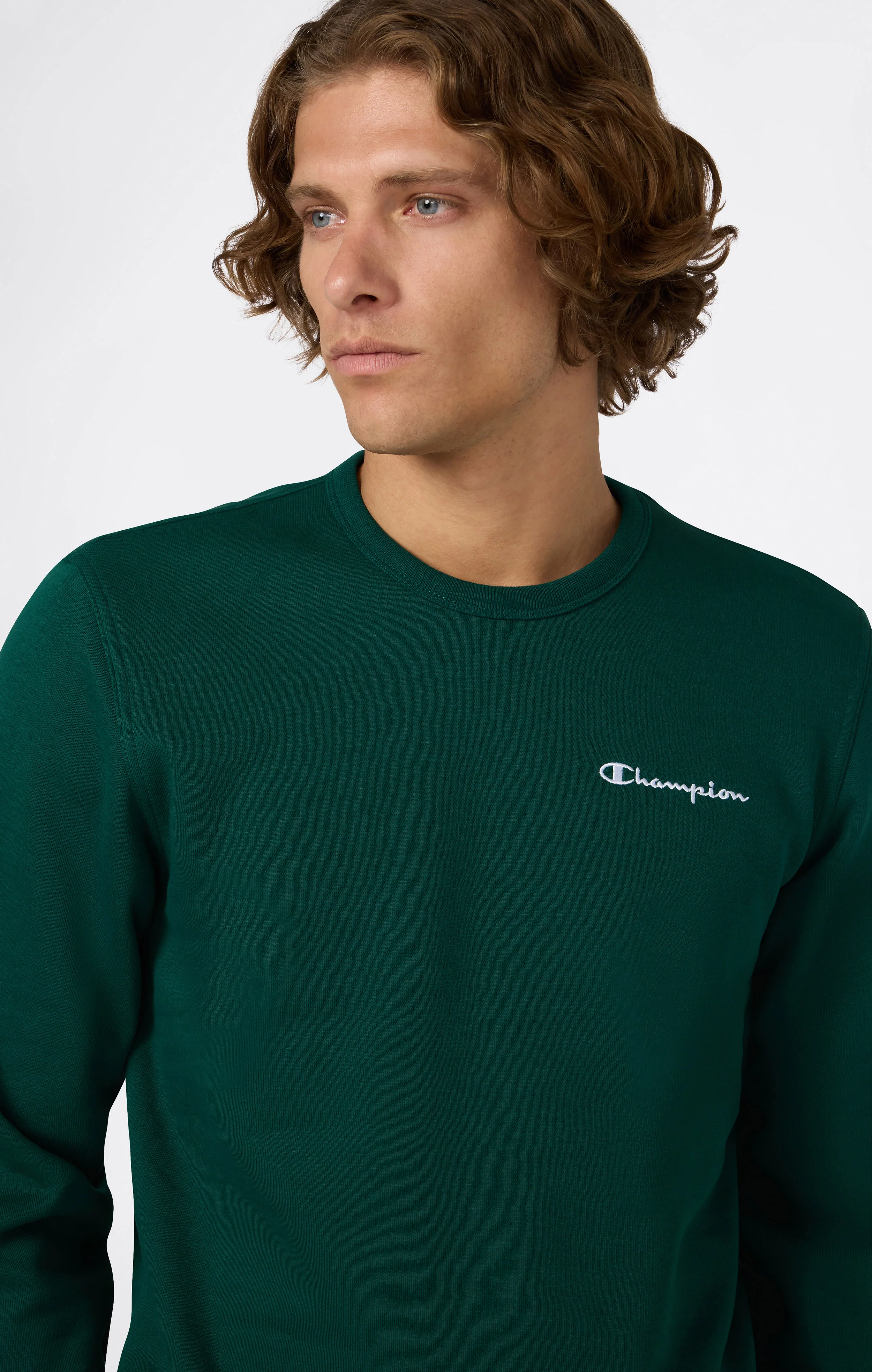 Men’s Fleece Crewneck Sweatshirt with Small Embroidered Logo Icons - Image 3