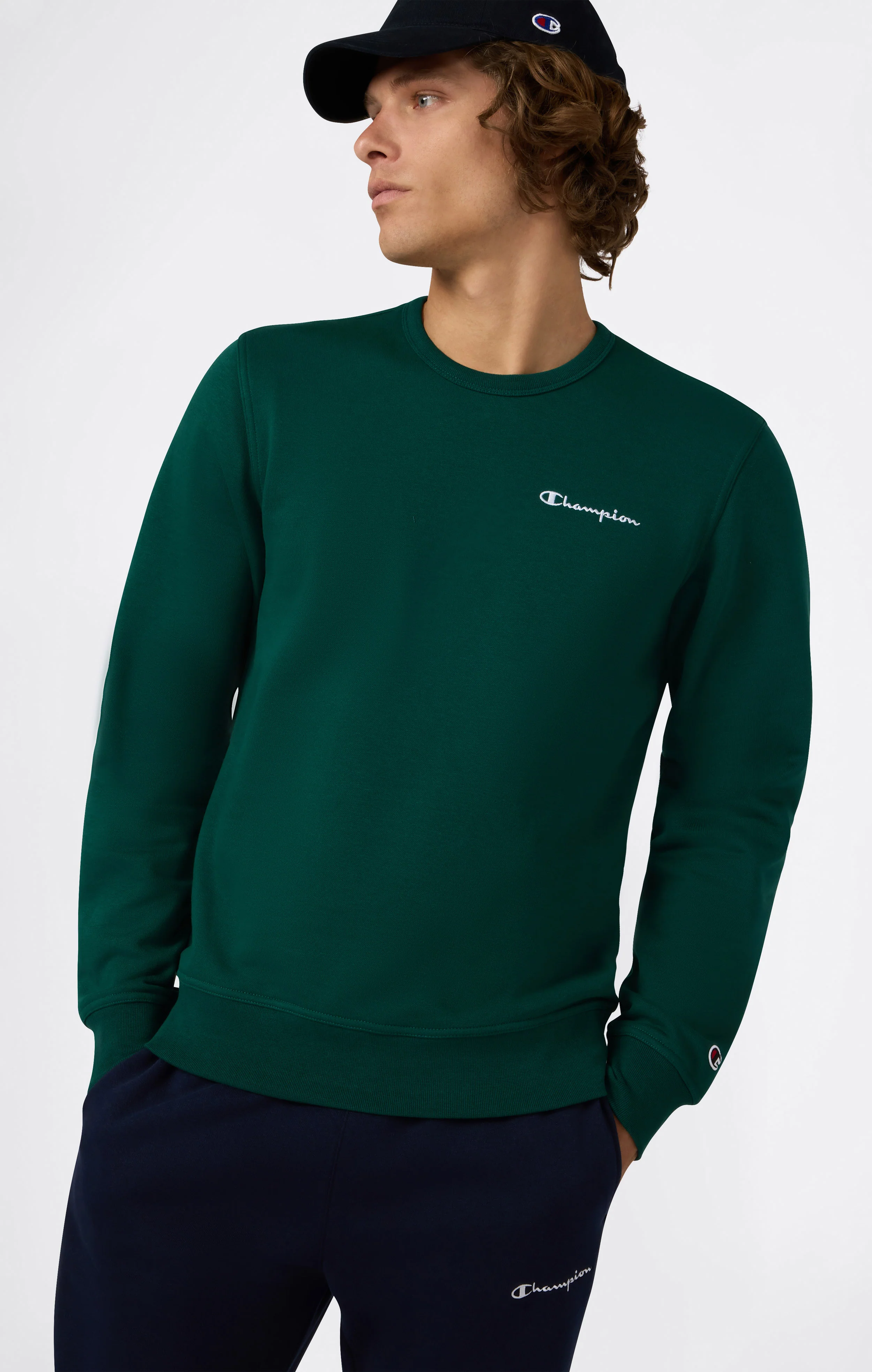 Men’s Fleece Crewneck Sweatshirt with Small Embroidered Logo Icons - Image 4
