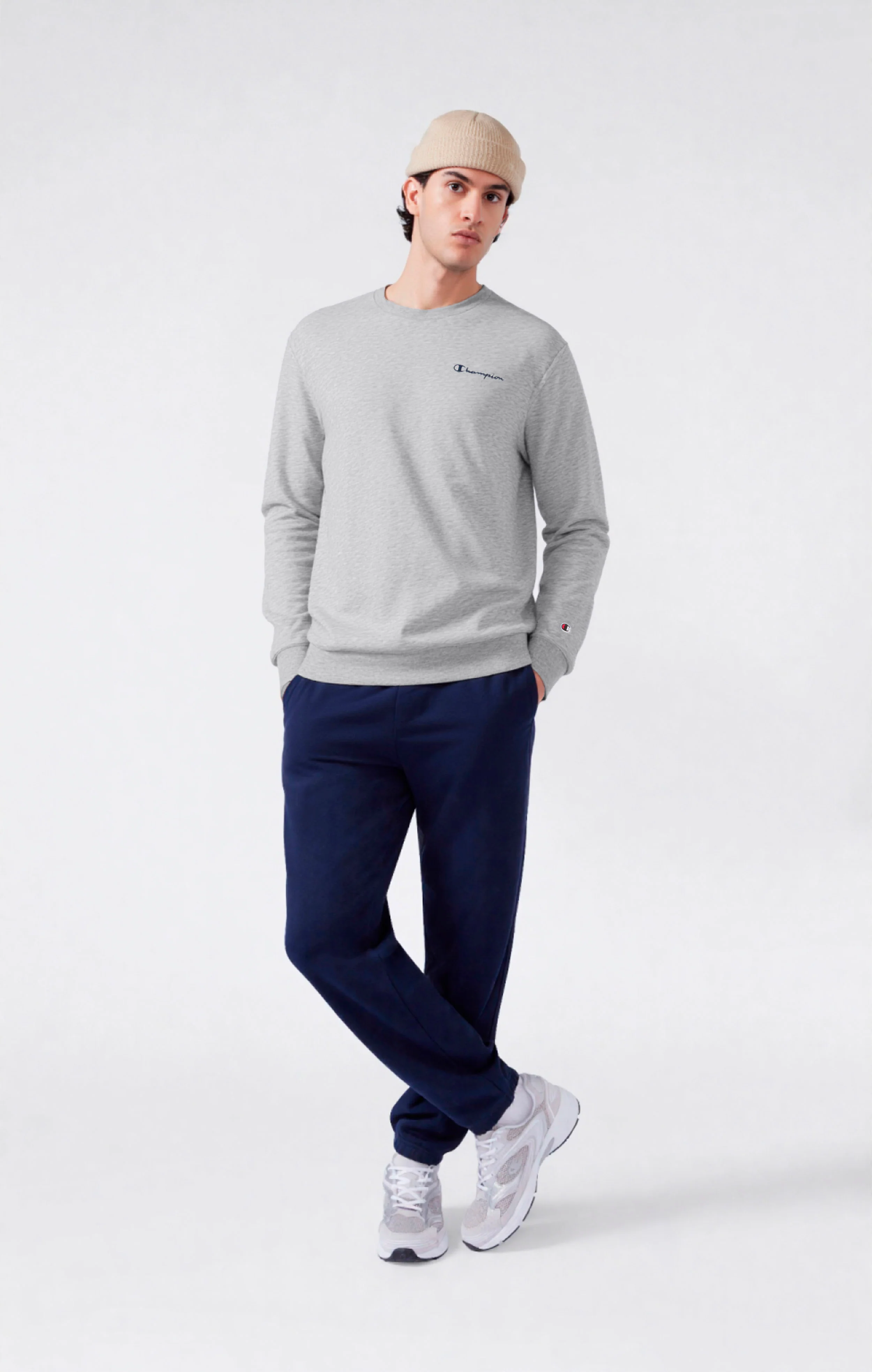 Men’s Fleece Crewneck Sweatshirt with Small Embroidered Logo Icons - Image 2