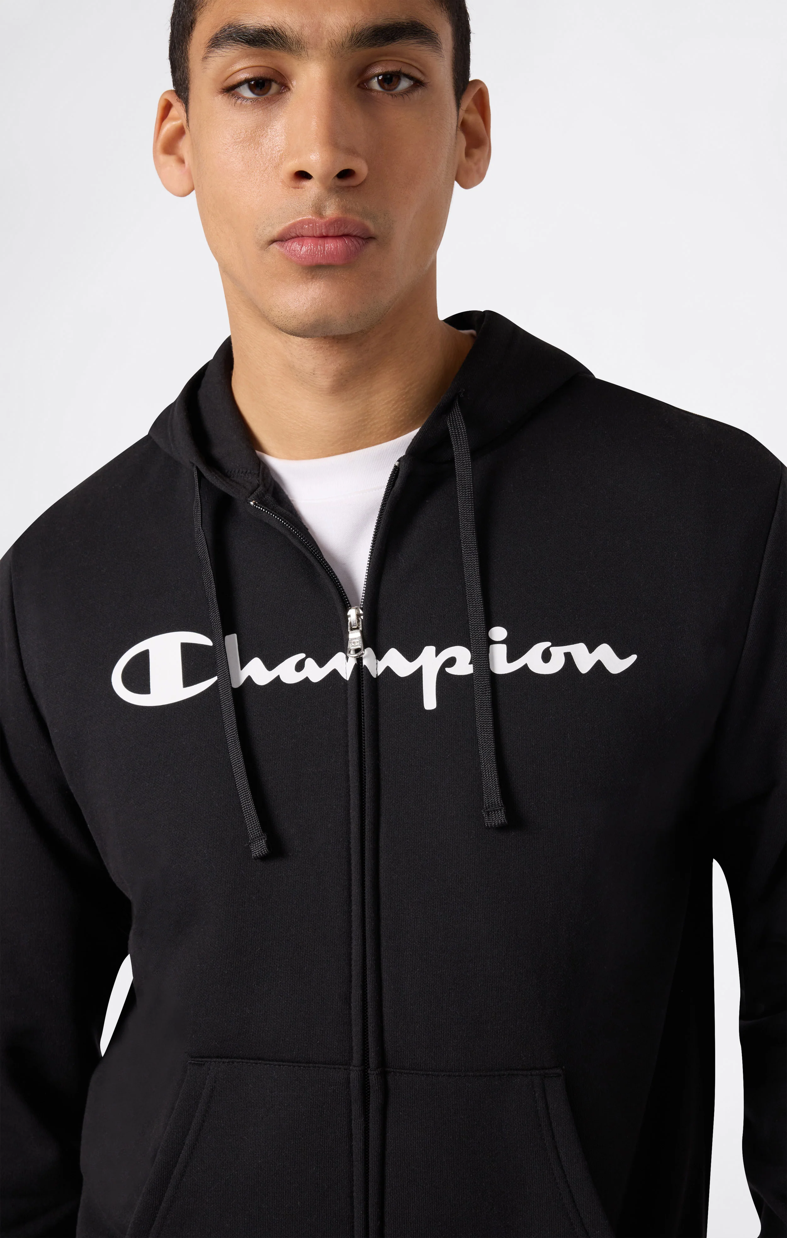 Men’s Fleece Full Zip Hoodie Script Logo - Image 3