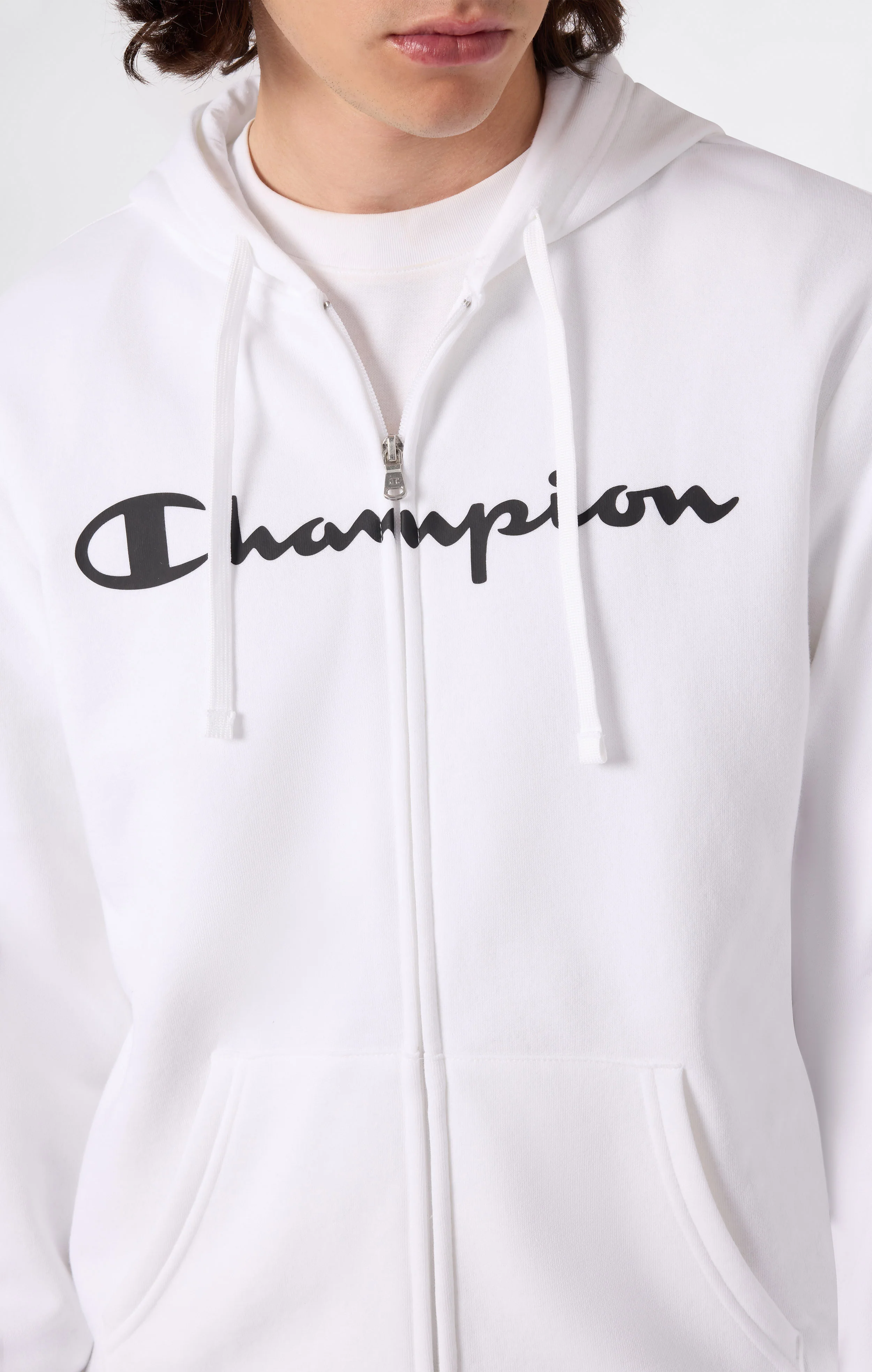 Men’s Fleece Full Zip Hoodie Script Logo - Image 4