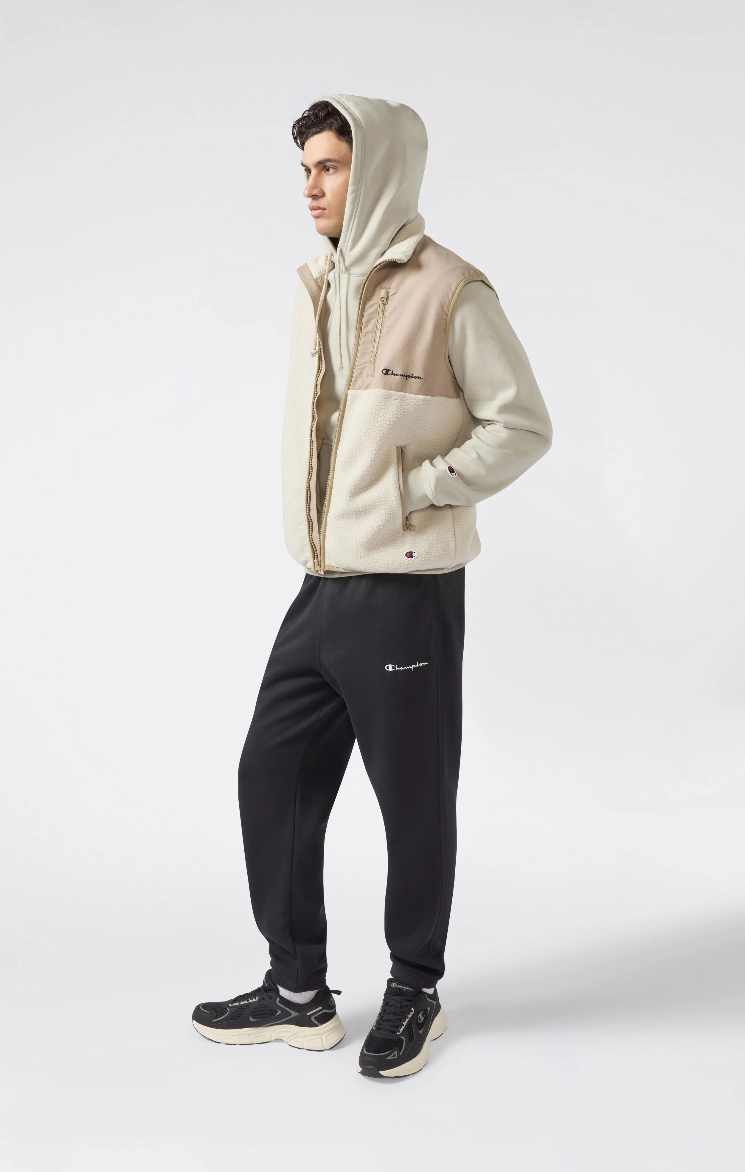 Men’s Fleece Hoodie with Small Embroidered Logo Icons - Image 2