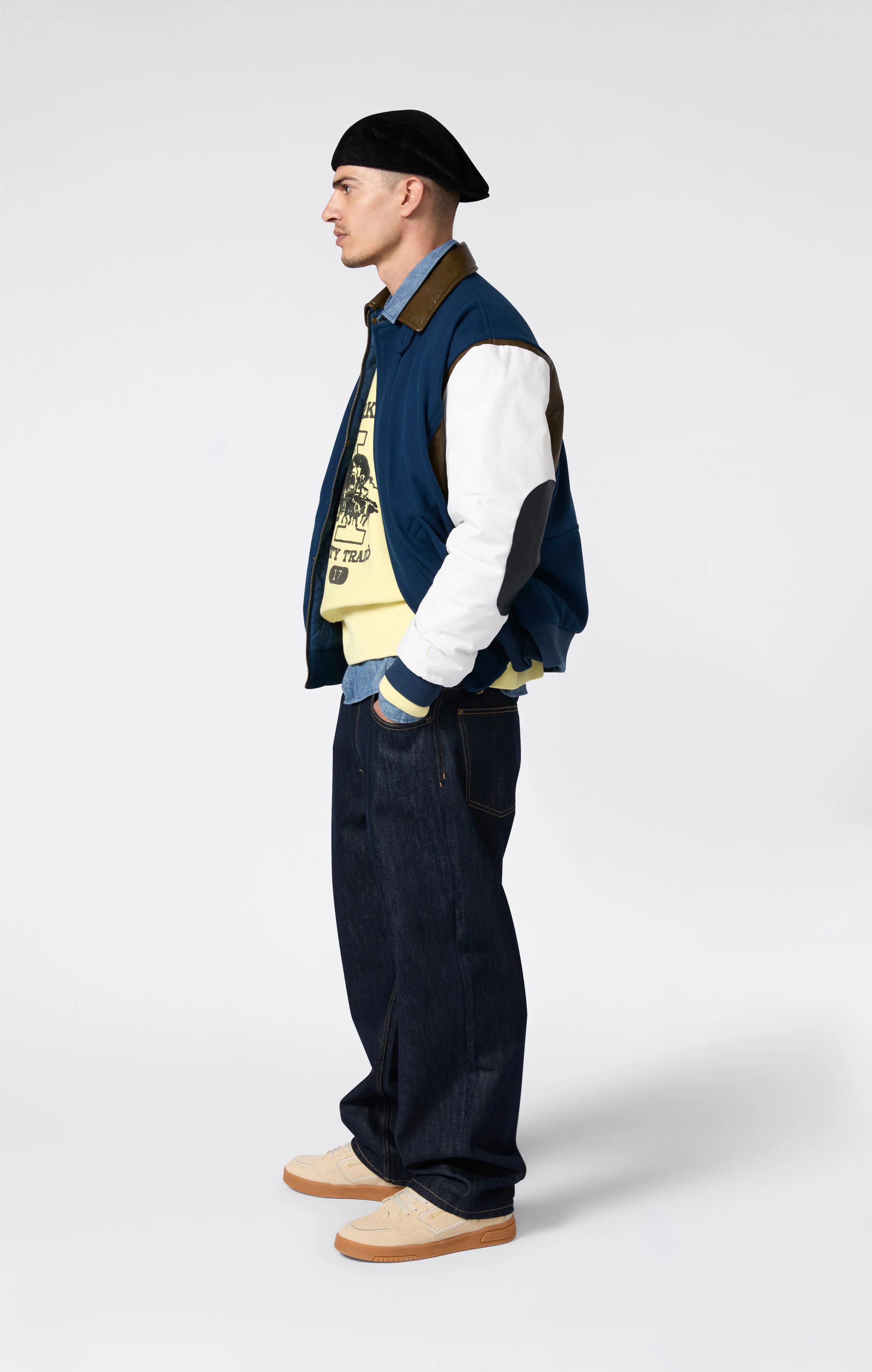 Men’s Fleece Sweatshirt Reverse Weave Index & Archives Sunset - Image 2