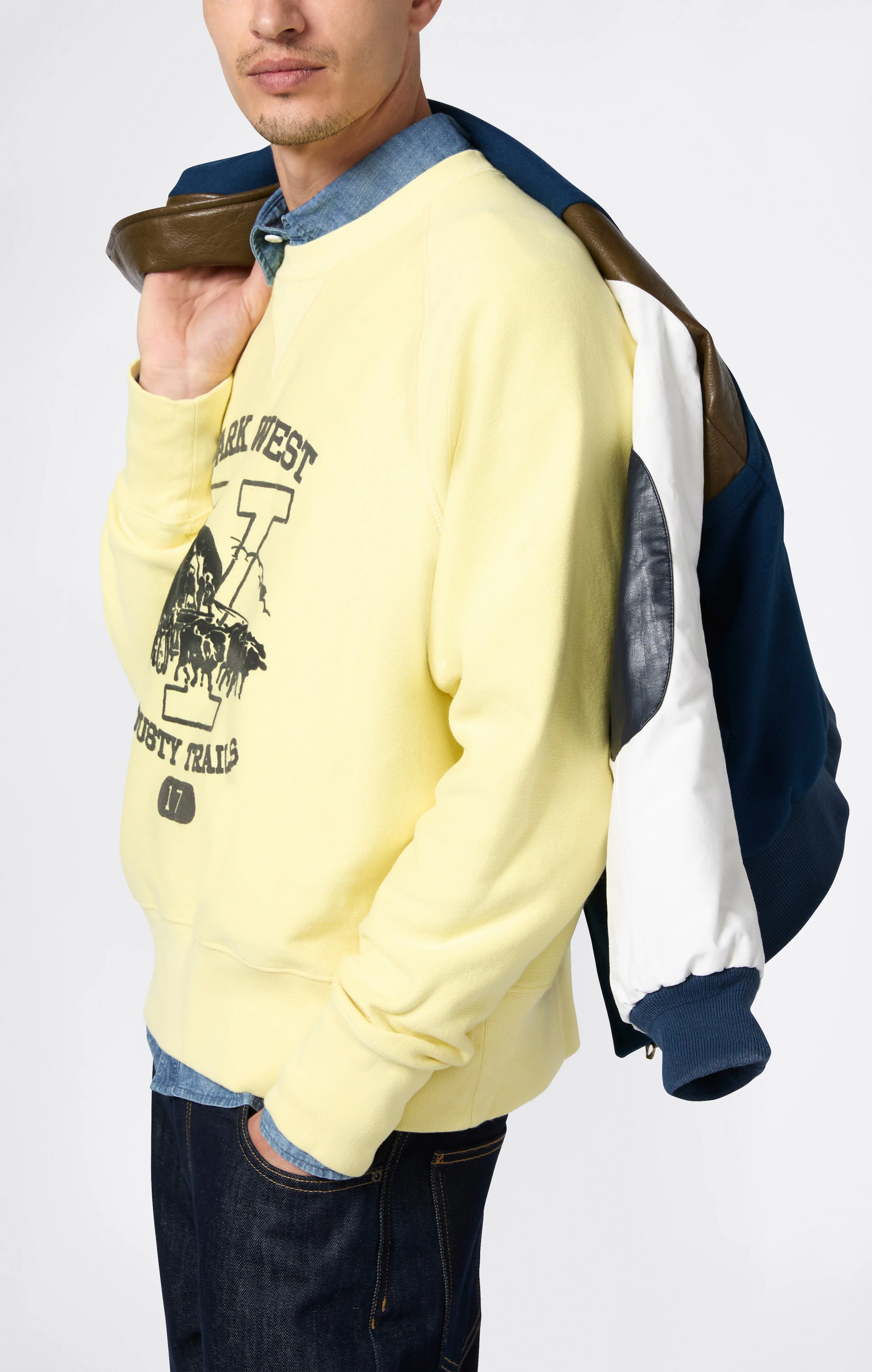 Men’s Fleece Sweatshirt Reverse Weave Index & Archives Sunset - Image 5