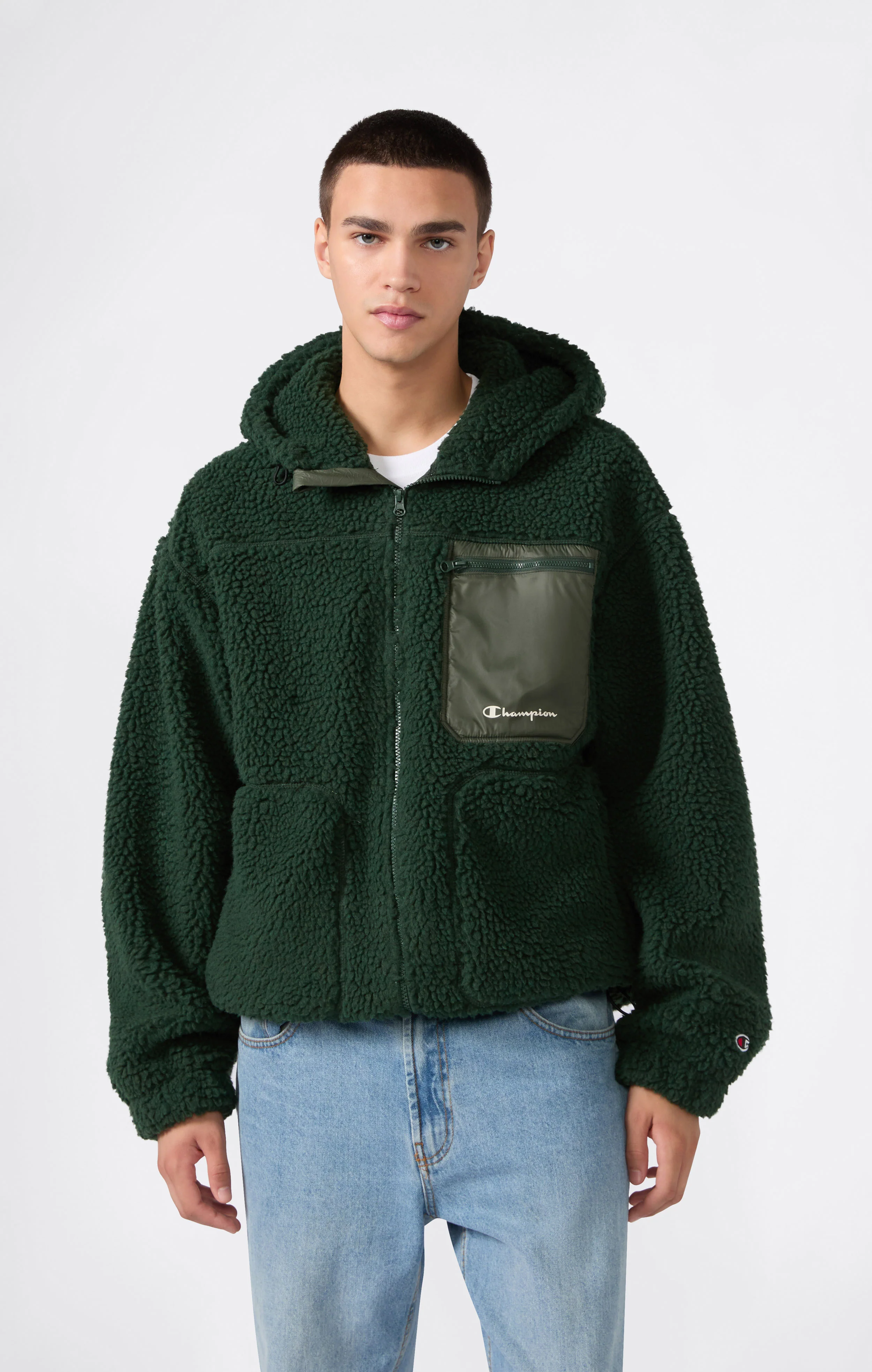 Men’s Full Zip Polar Teddy Hooded Jacket