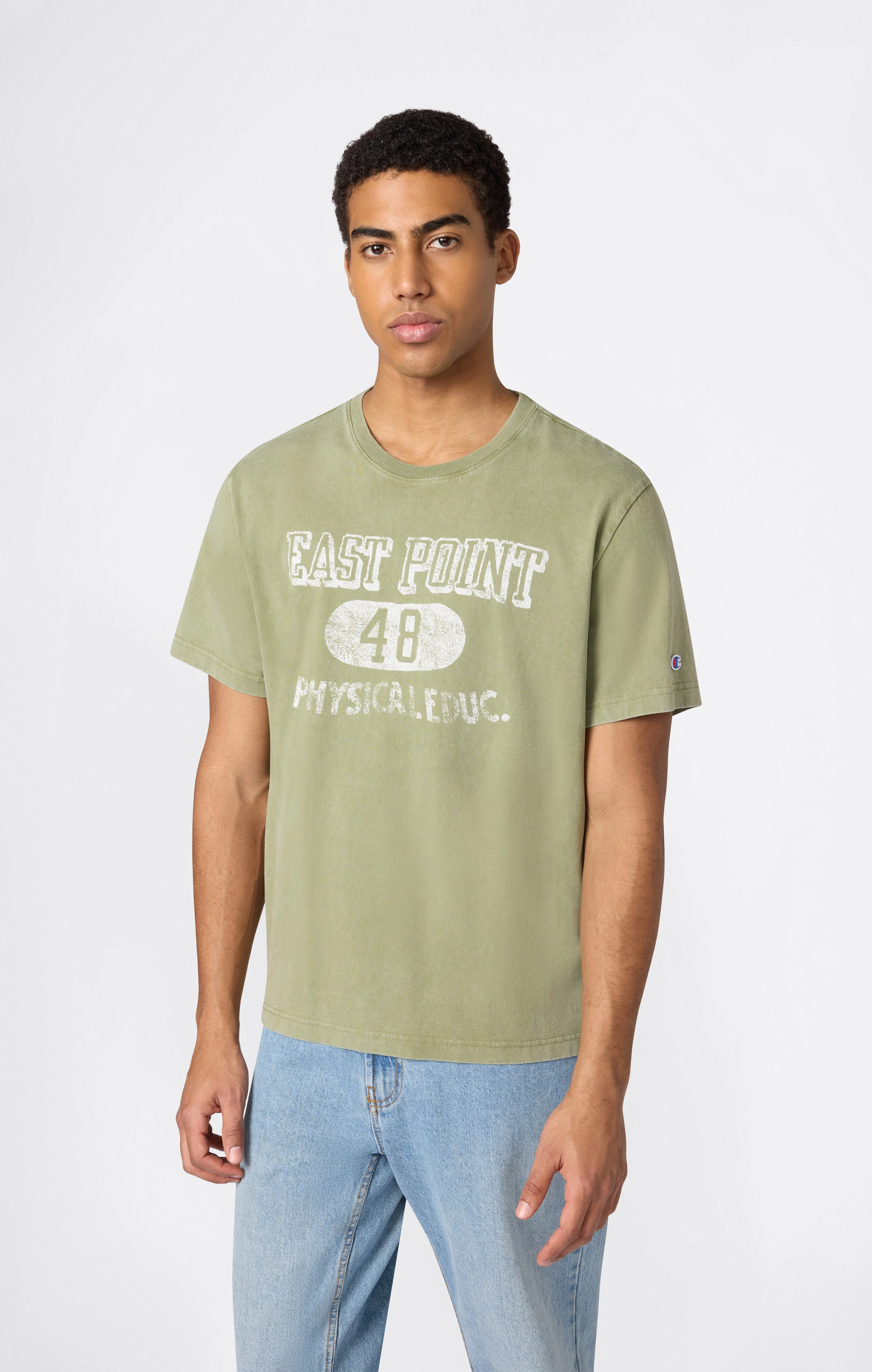 Men’s Heavyweight Cotton T-shirt with Reverse Weave Print