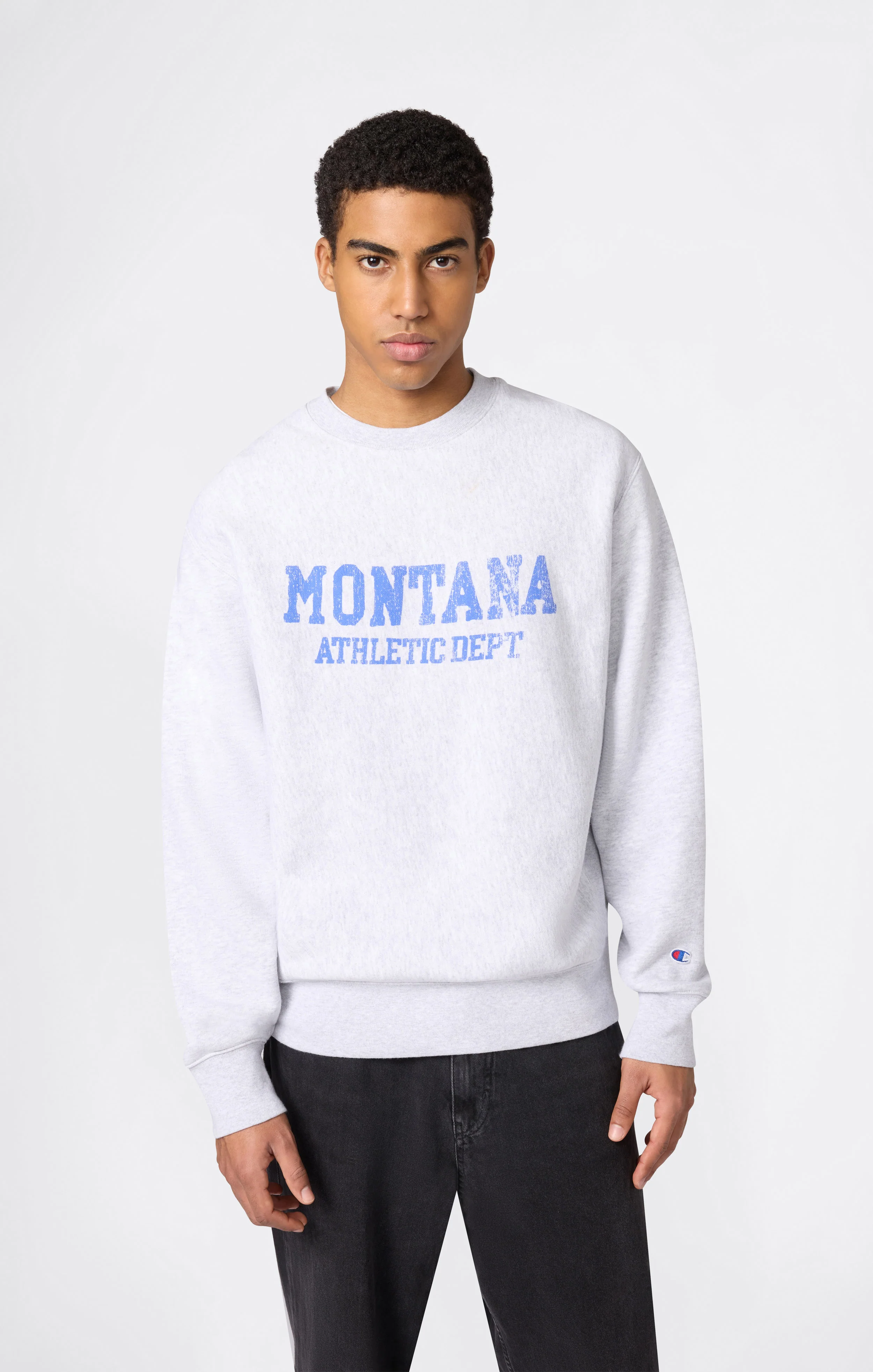 Men’s Heavyweight Crewneck Sweatshirt with Brushed Interior and Print Reverse Weave