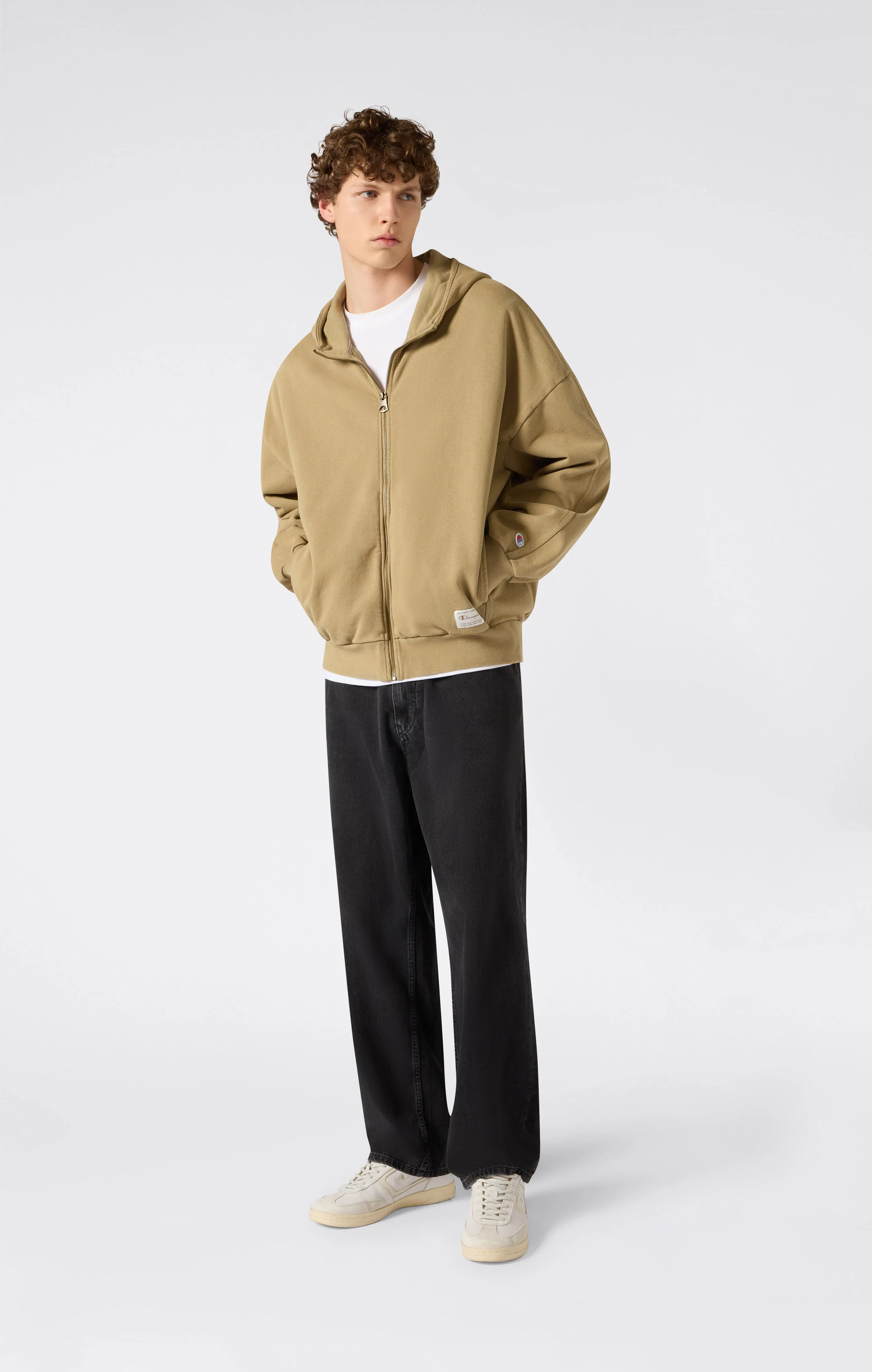 Men’s Hooded Full Zip Sweatshirt with Washed Effect - Image 2
