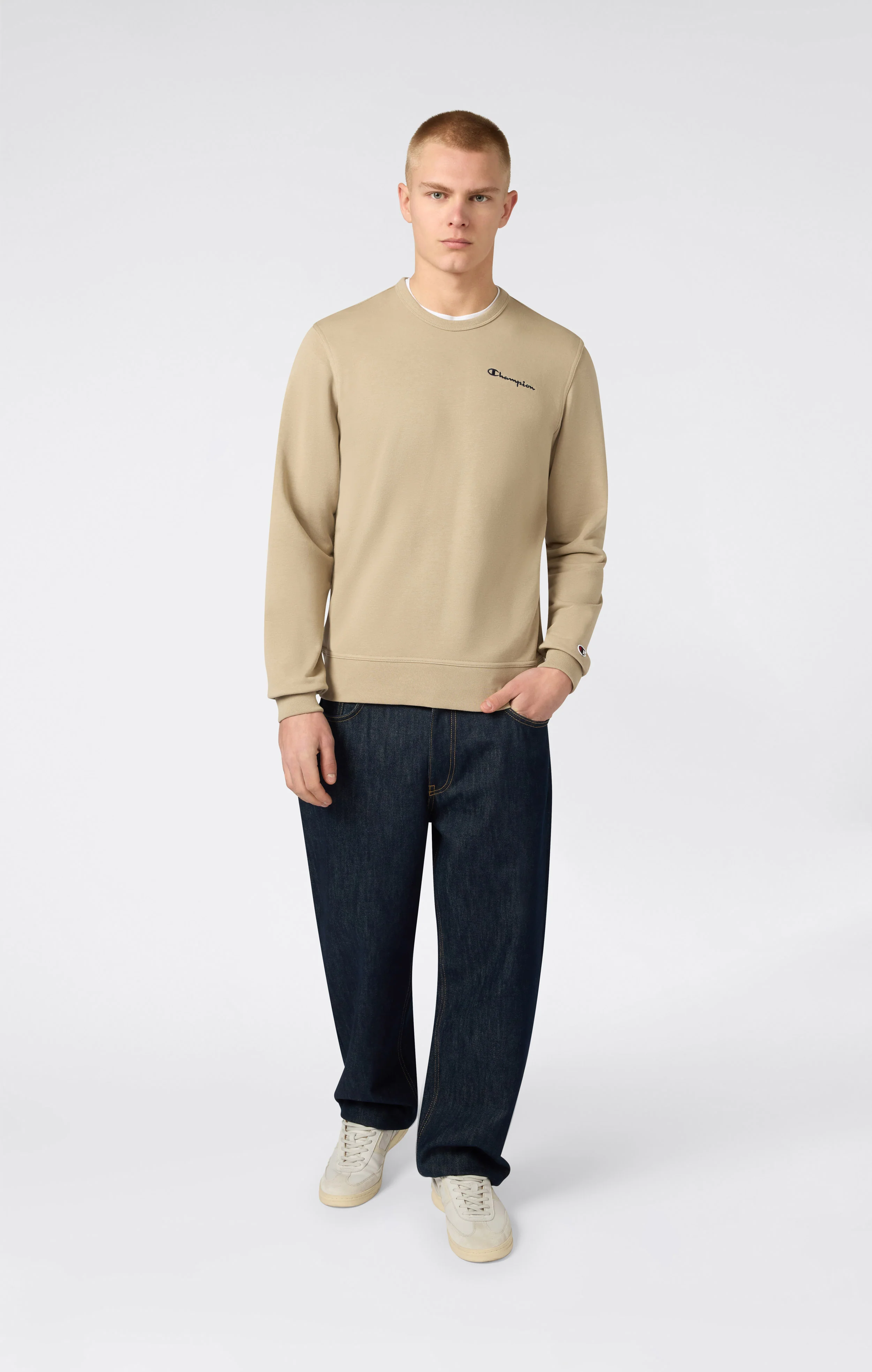 Men’s Lightweight Crewneck Sweatshirt with Embroidered Logo Icons - Image 2
