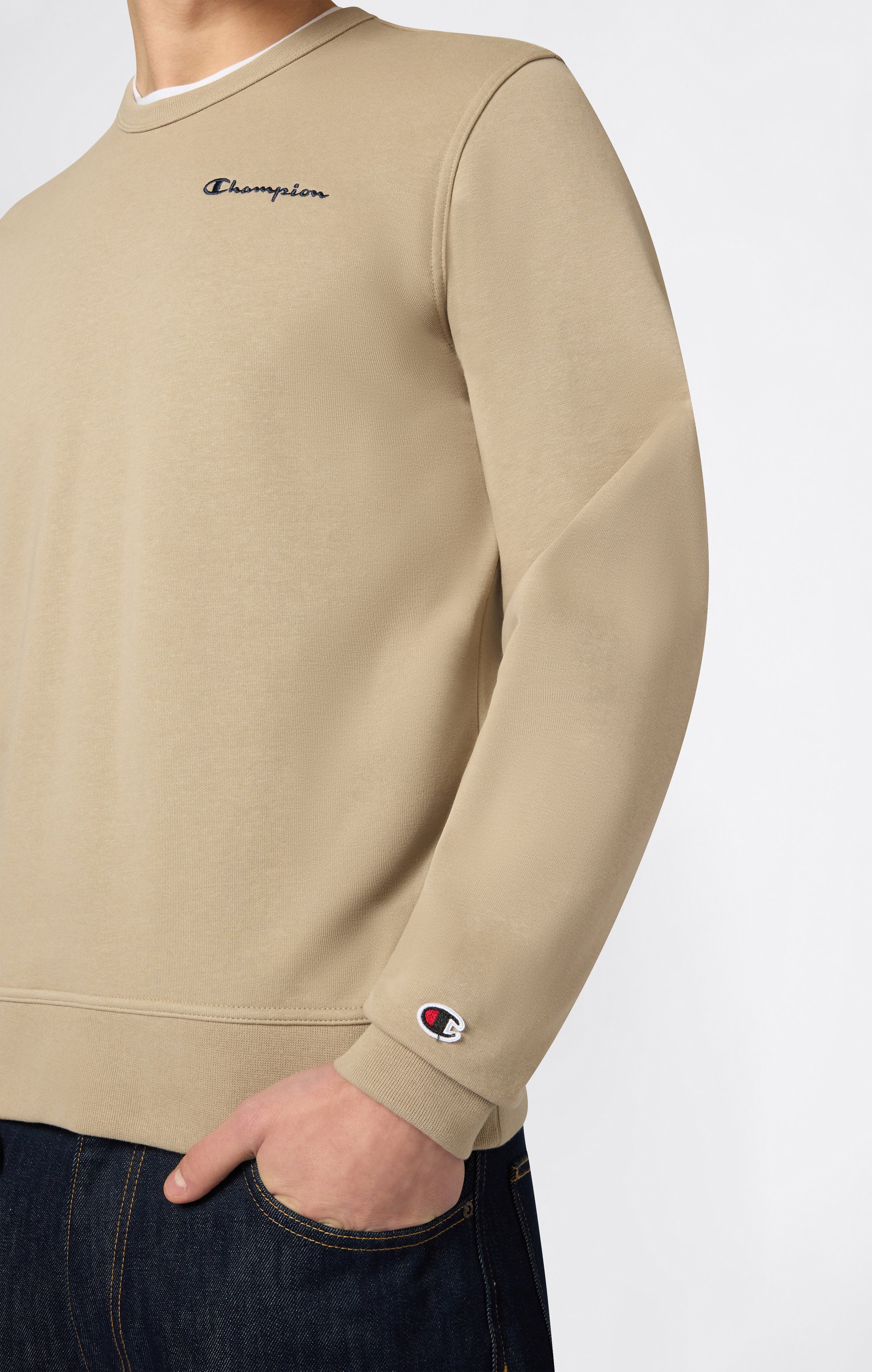 Men’s Lightweight Crewneck Sweatshirt with Embroidered Logo Icons - Image 3