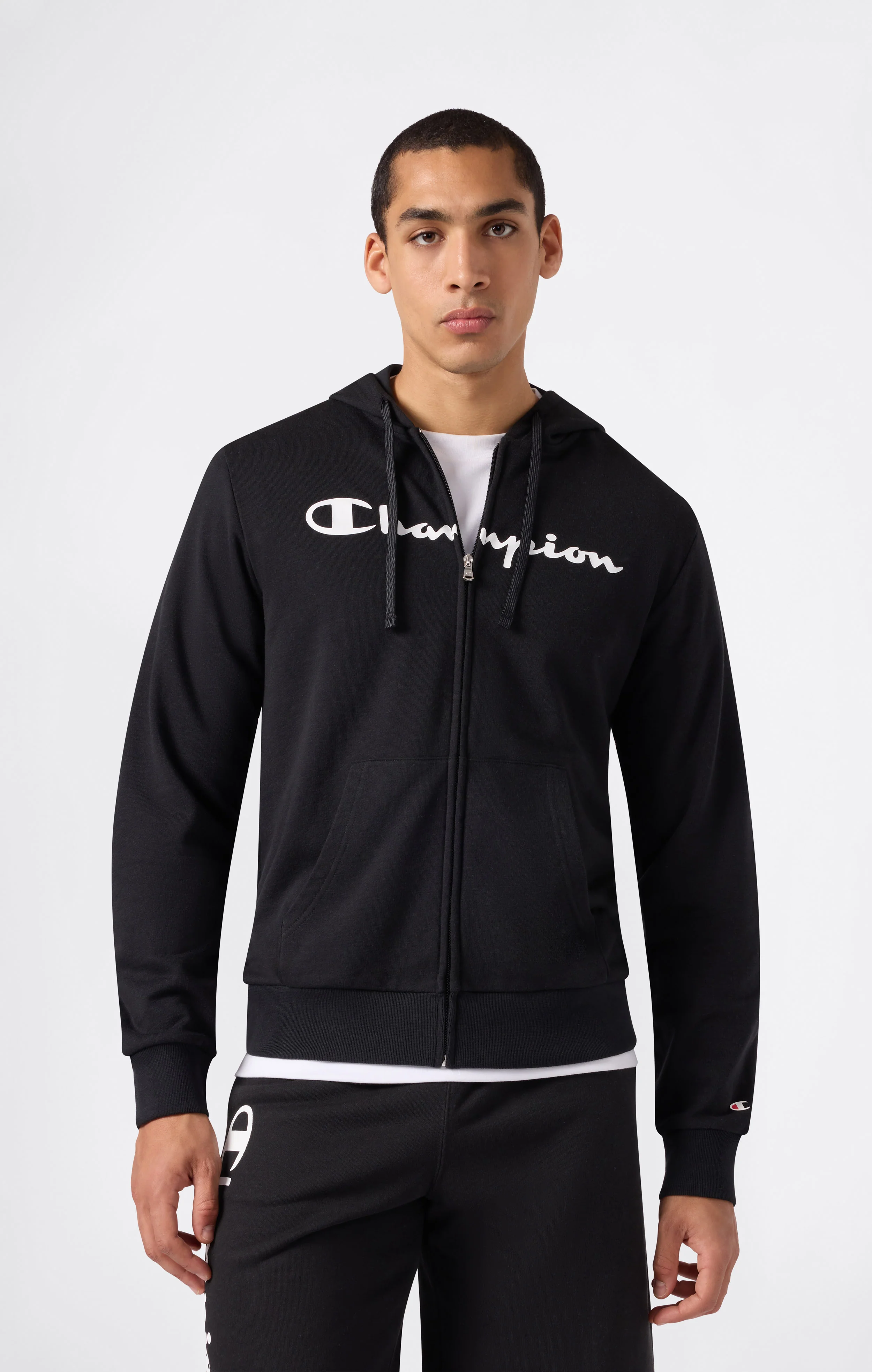 Men’s Lightweight Full Zip Hooded Sweatshirt with Maxi Printed Logo