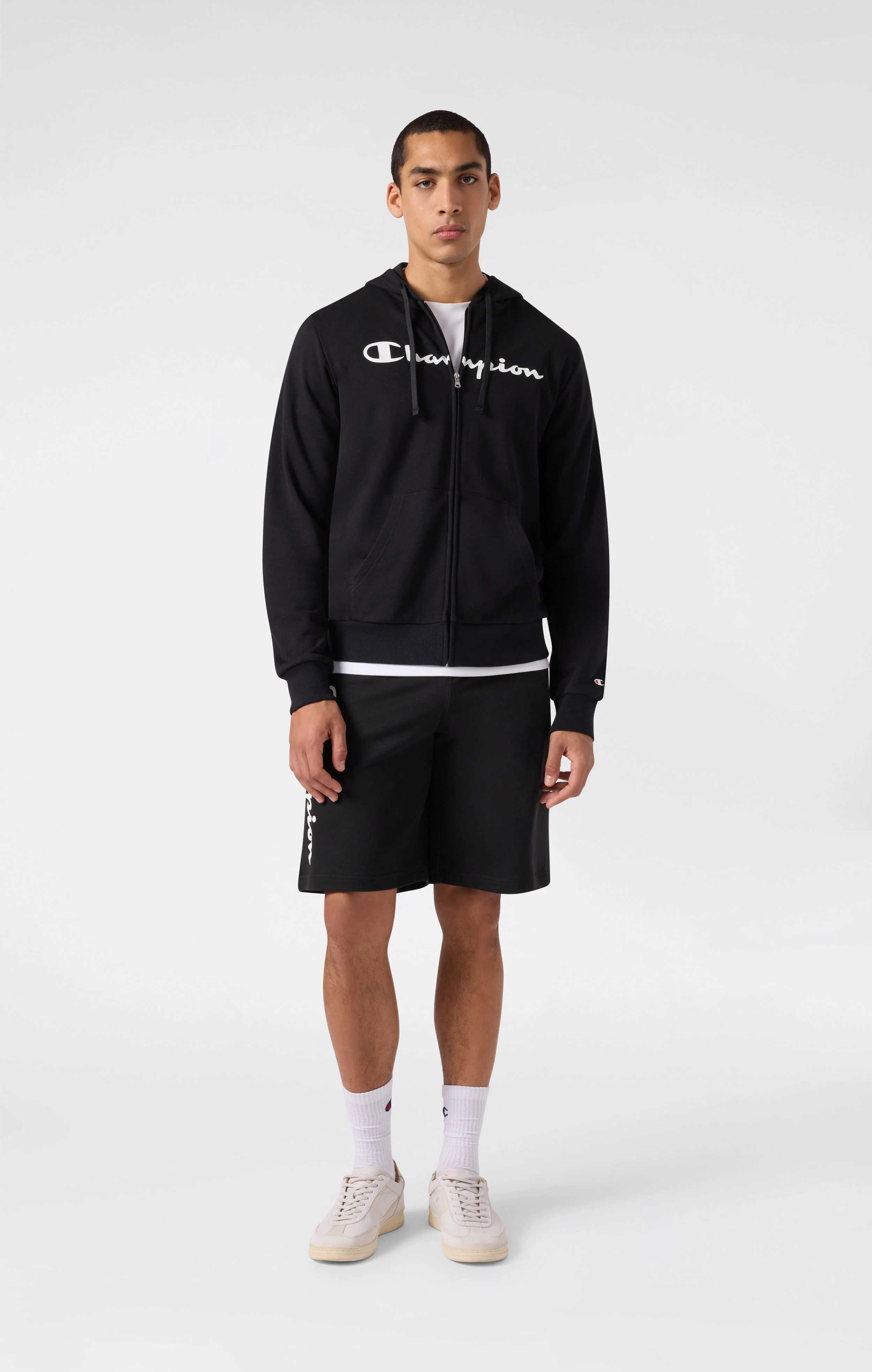 Men’s Lightweight Full Zip Hooded Sweatshirt with Maxi Printed Logo - Image 2