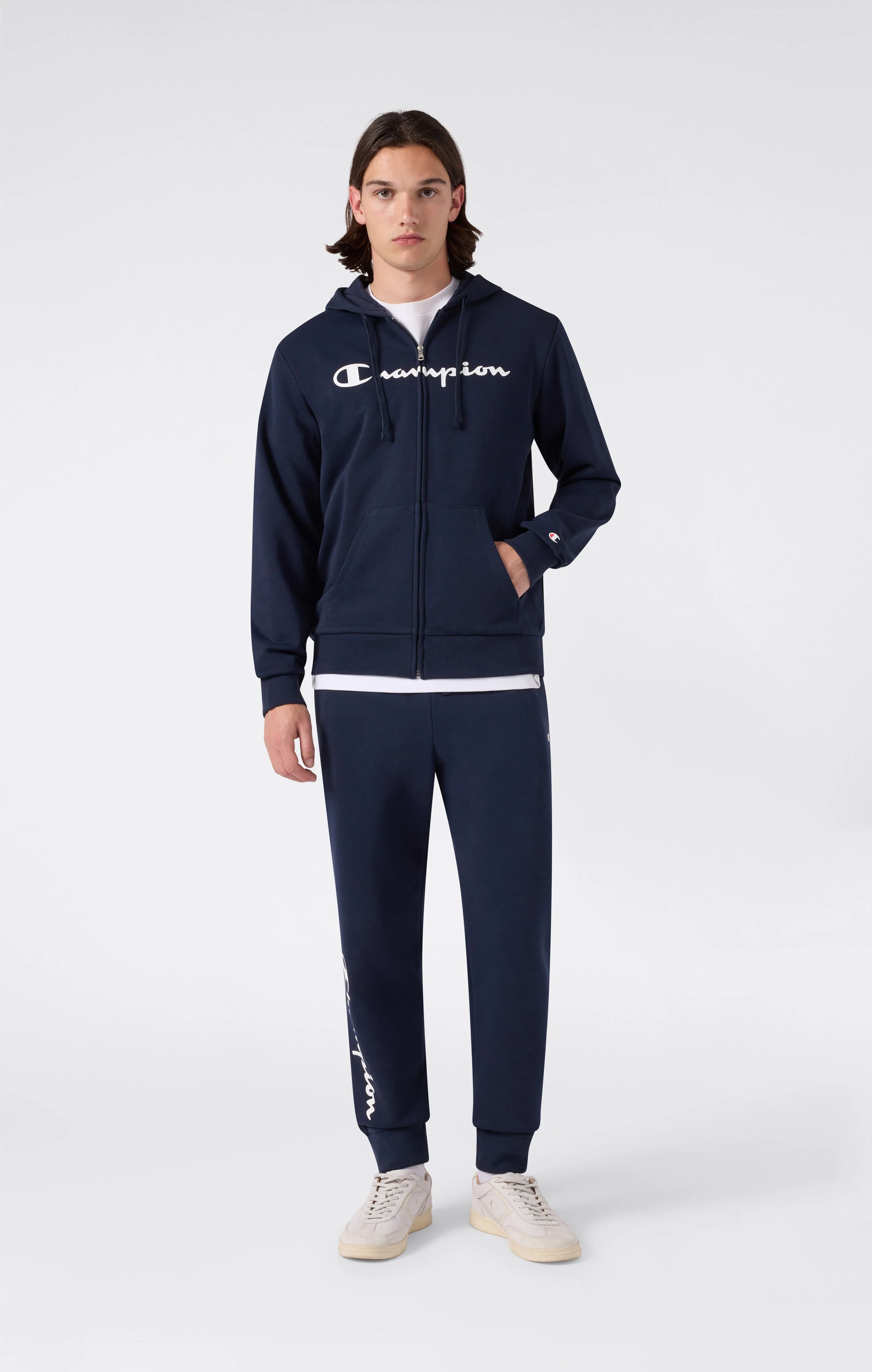 Men’s Lightweight Full Zip Hooded Sweatshirt with Maxi Printed Logo - Image 2