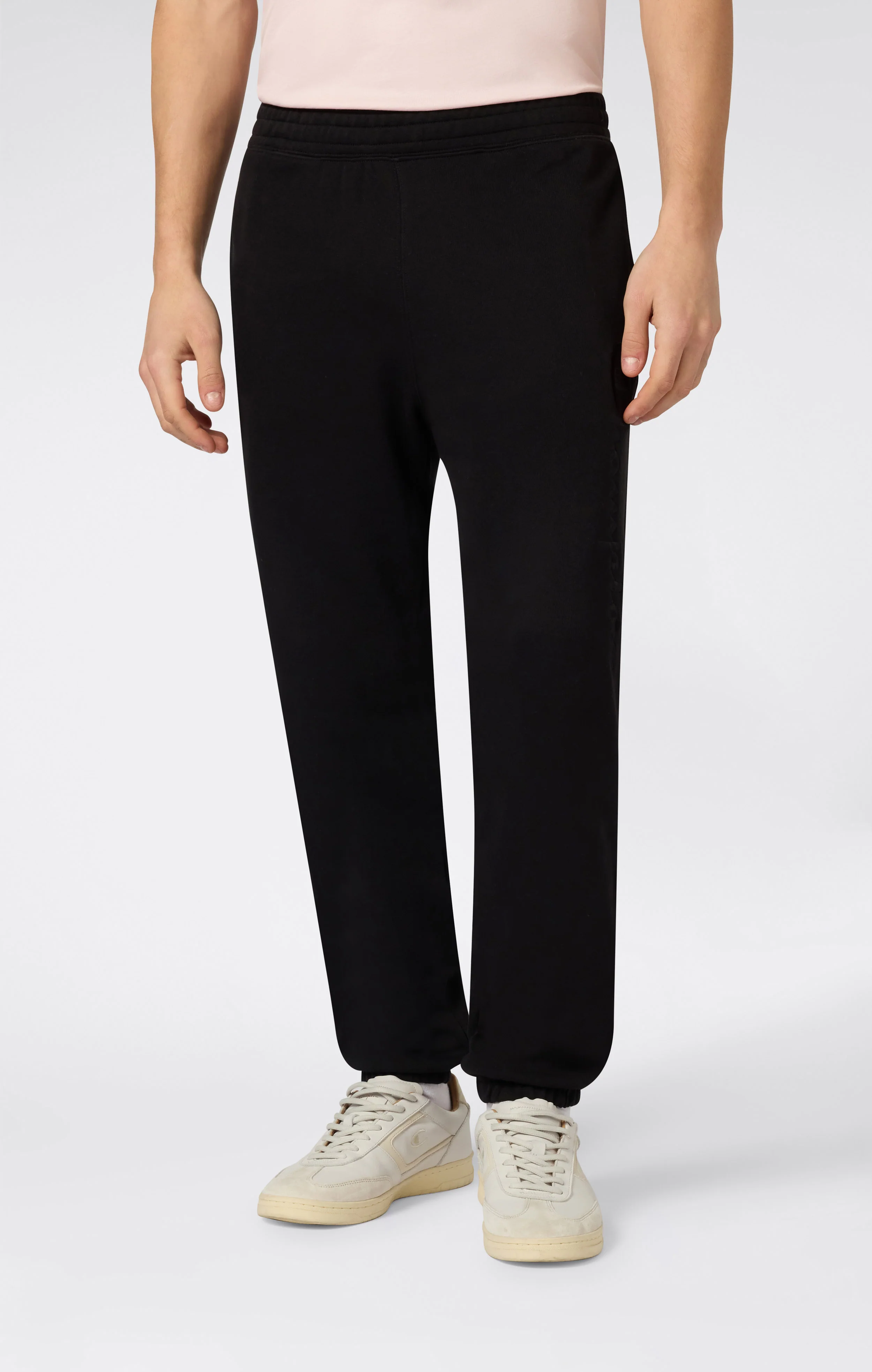 Men’s Lightweight Pants with Elastic Cuffs and Tonal Maxi Embroidered Logo Icons