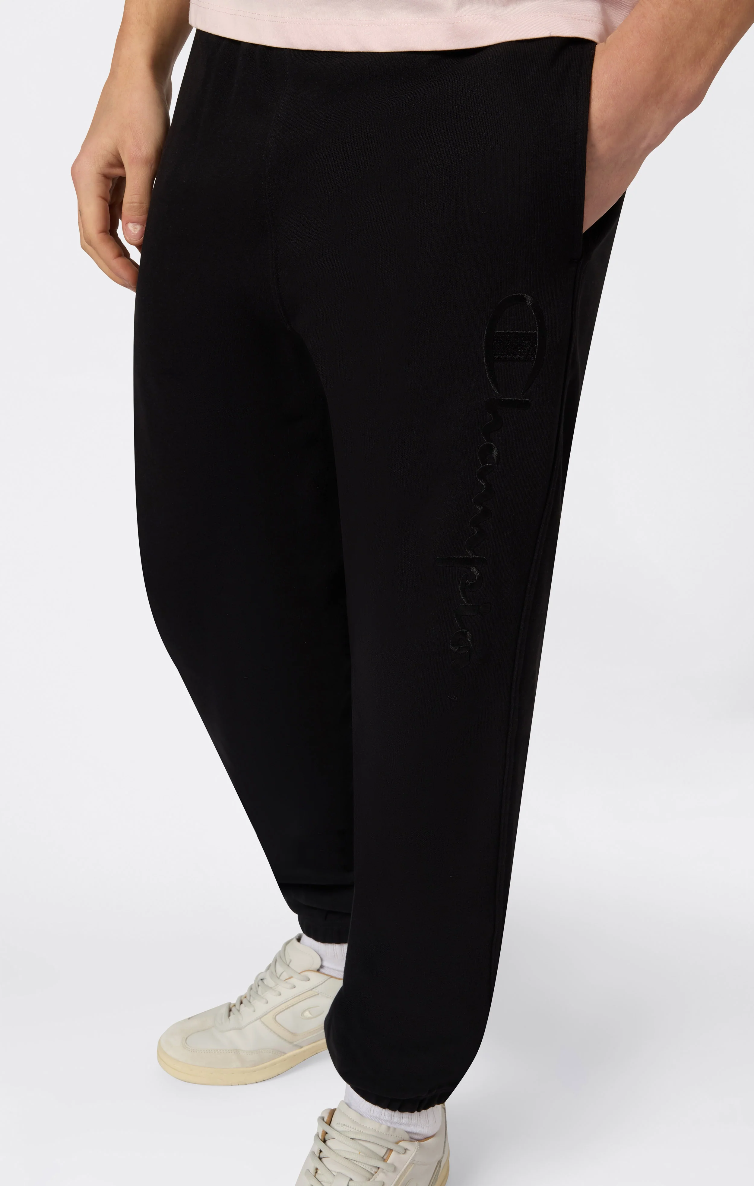 Men’s Lightweight Pants with Elastic Cuffs and Tonal Maxi Embroidered Logo Icons - Image 3