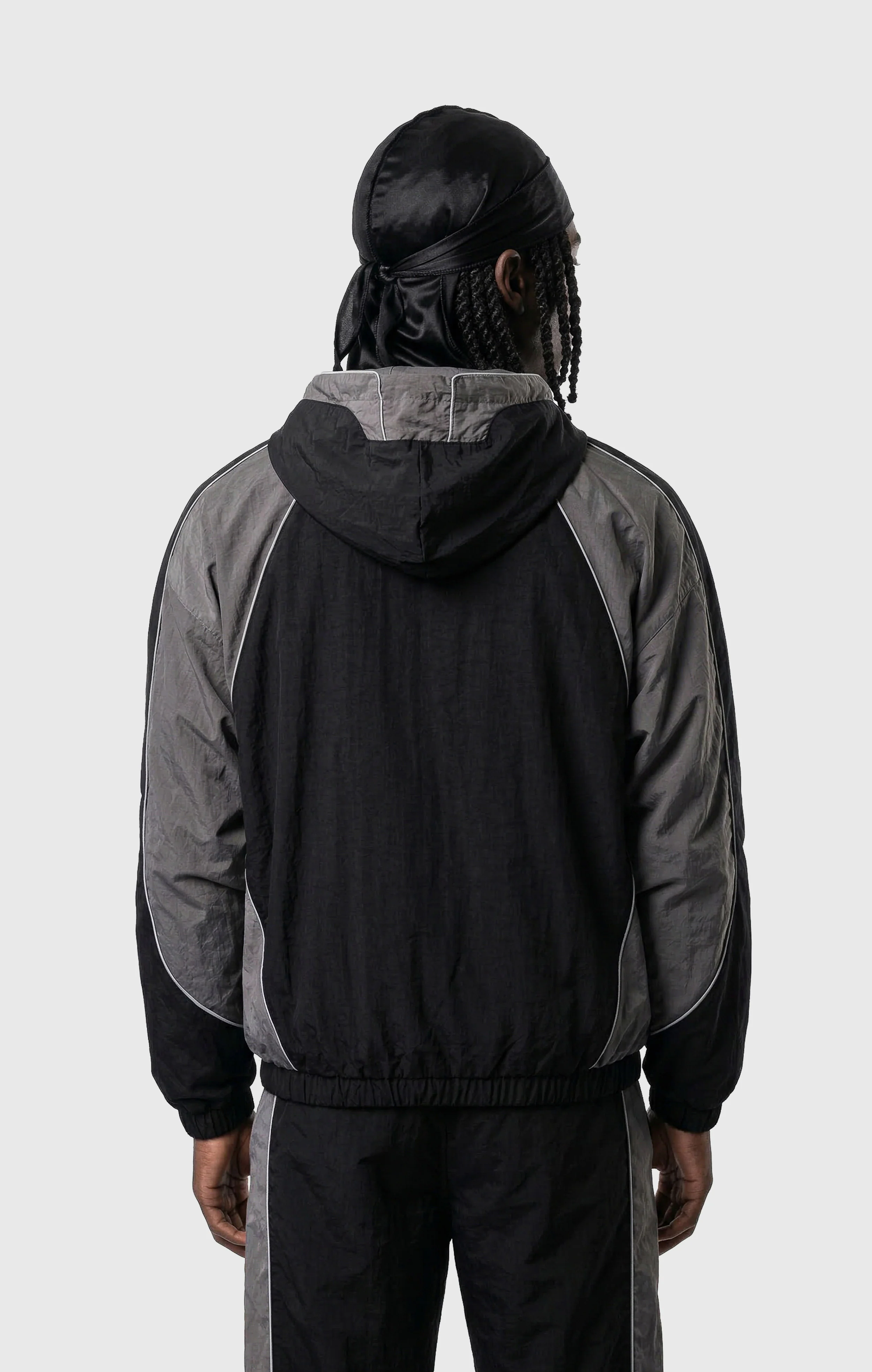 Men’s Woven Nylon Full-Zip Hooded Track Top Loose Fit - Image 4