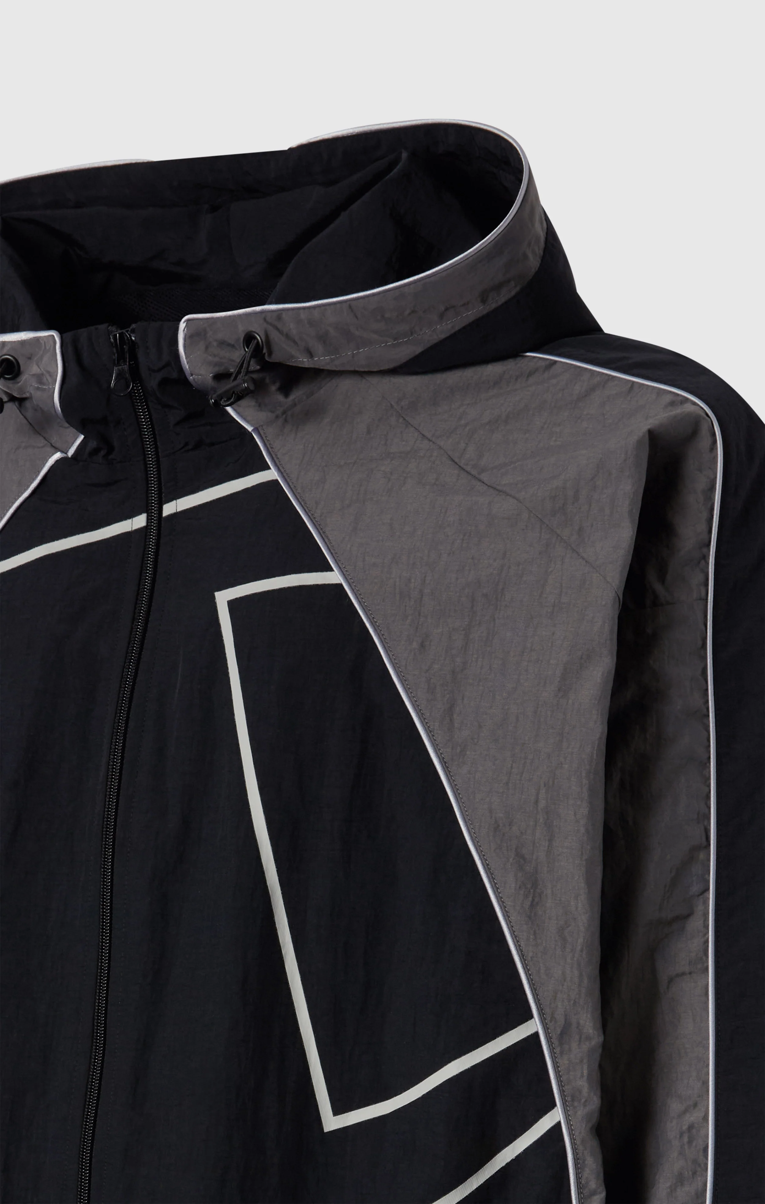 Men’s Woven Nylon Full-Zip Hooded Track Top Loose Fit - Image 9