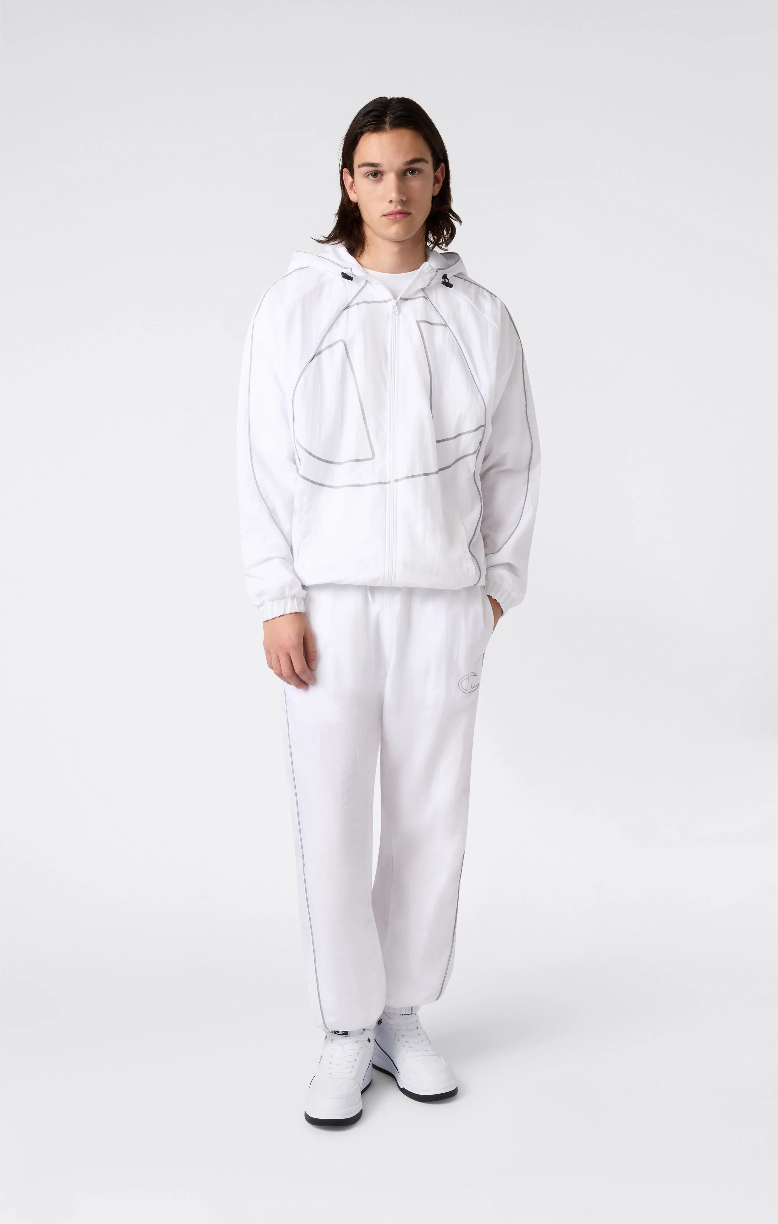 Men’s Woven Nylon Full-Zip Hooded Track Top Loose Fit - Image 4