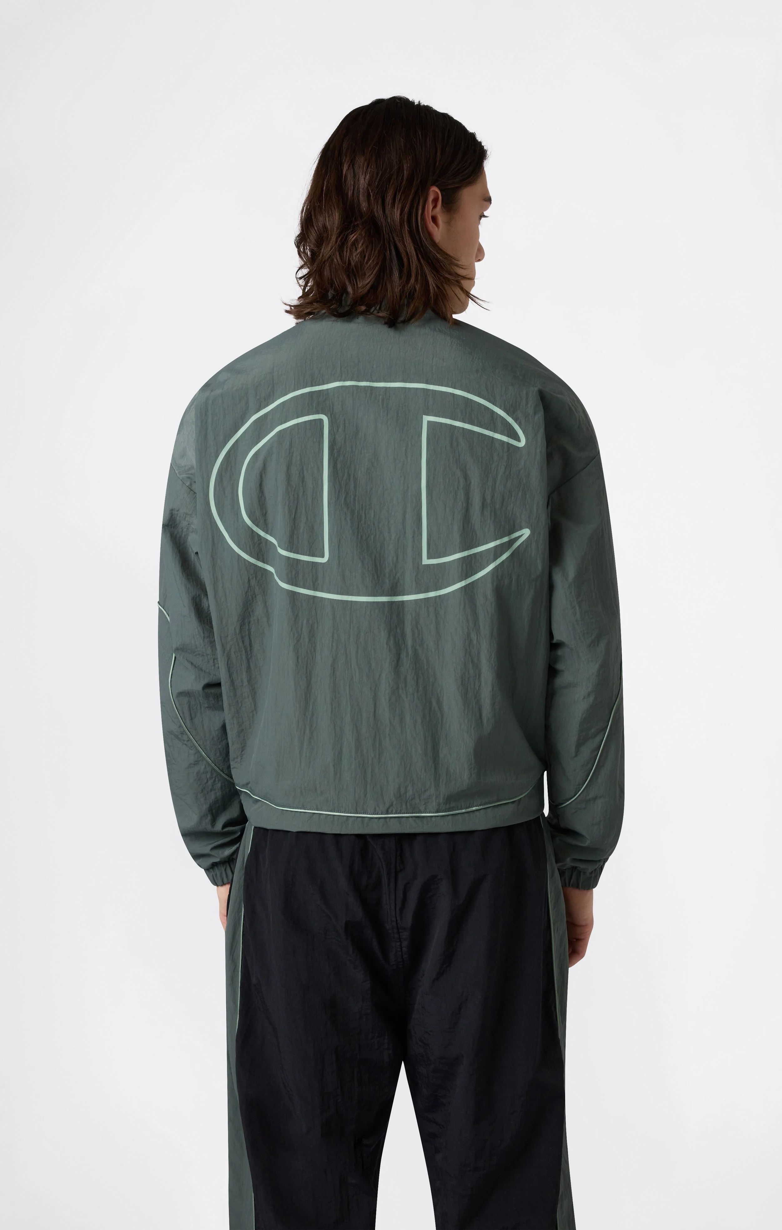Men’s Woven Nylon Full-Zip Track Top Loose Fit - Image 3