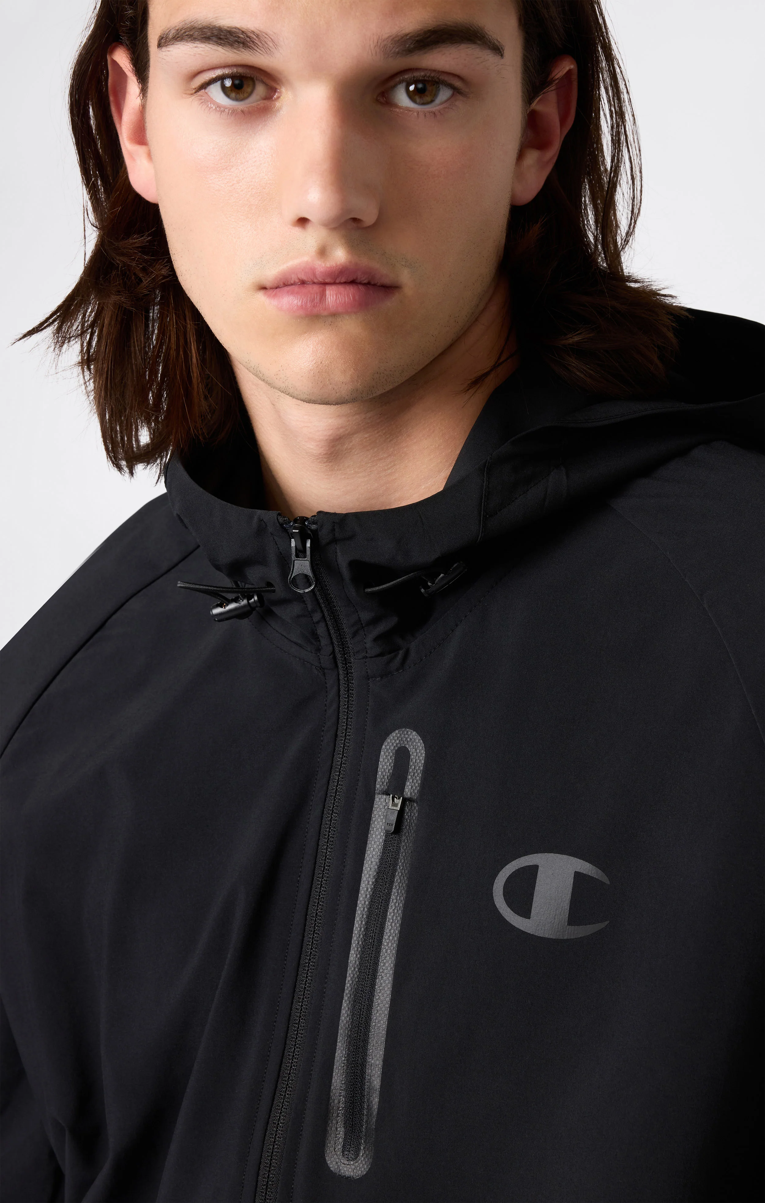 Men’s Stretch Woven Nylon Hooded Track Top Slim Fit - Image 2