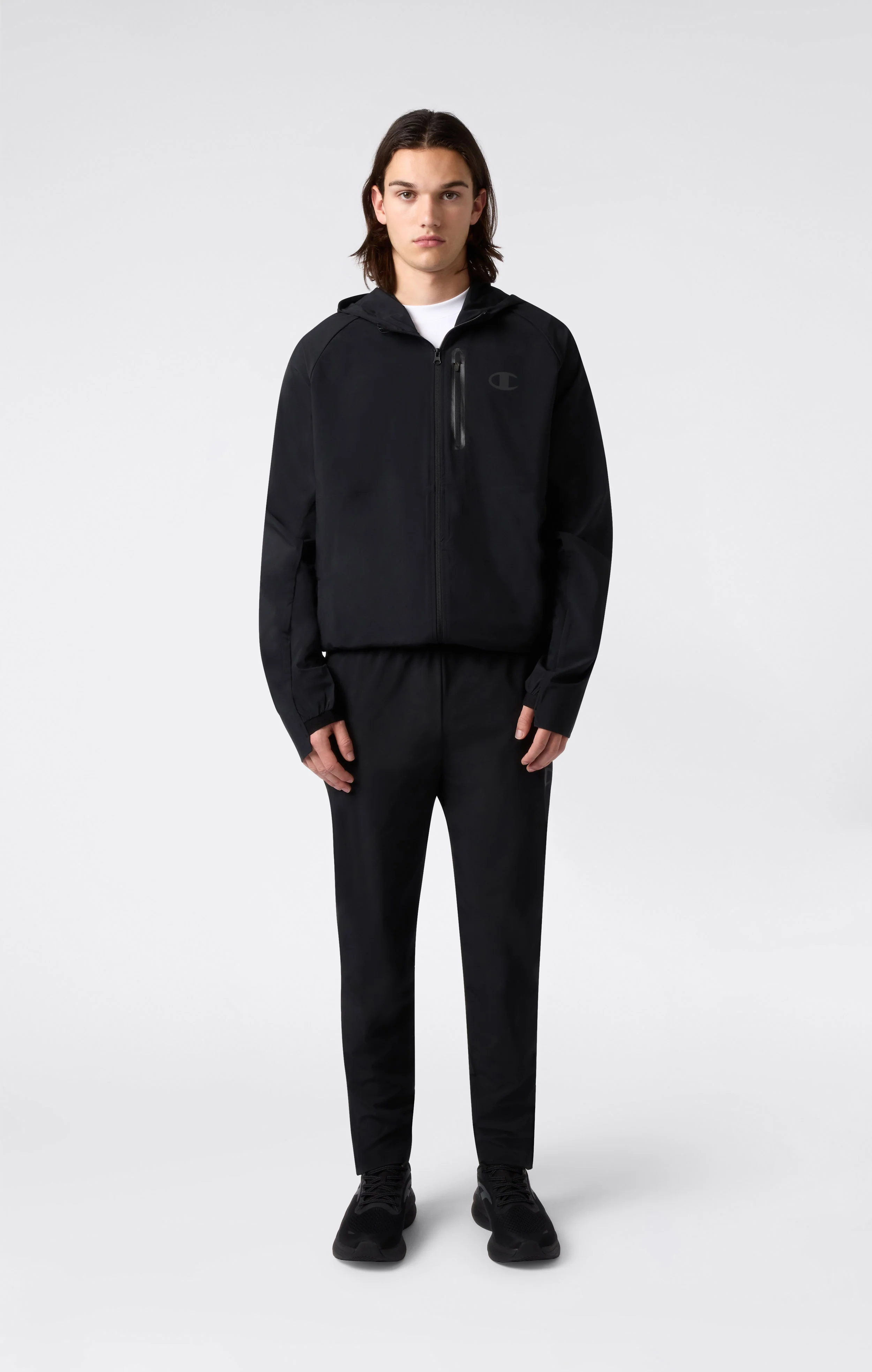 Men’s Stretch Woven Nylon Hooded Track Top Slim Fit - Image 4