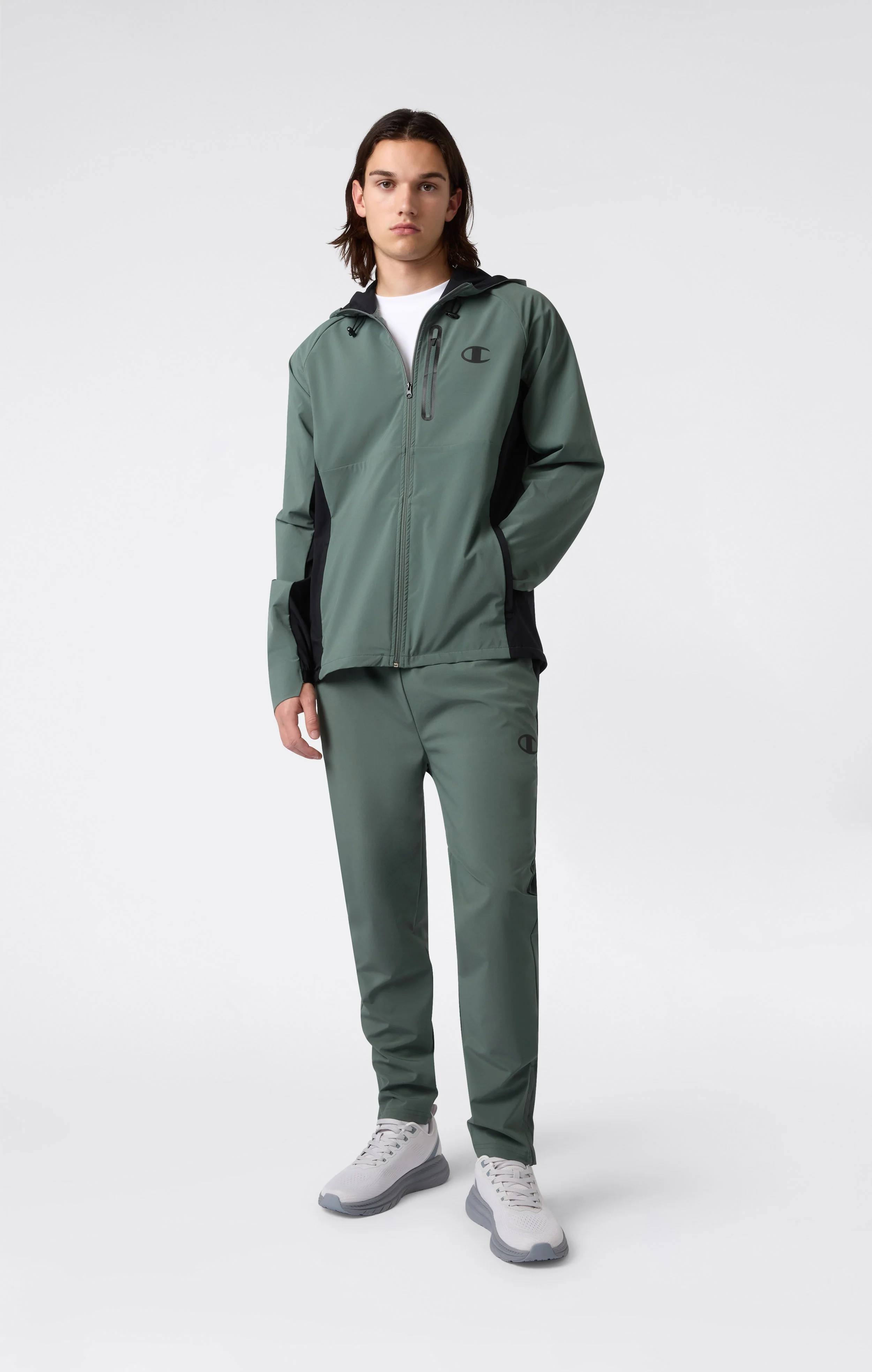 Men’s Stretch Woven Nylon Hooded Track Top Slim Fit - Image 4