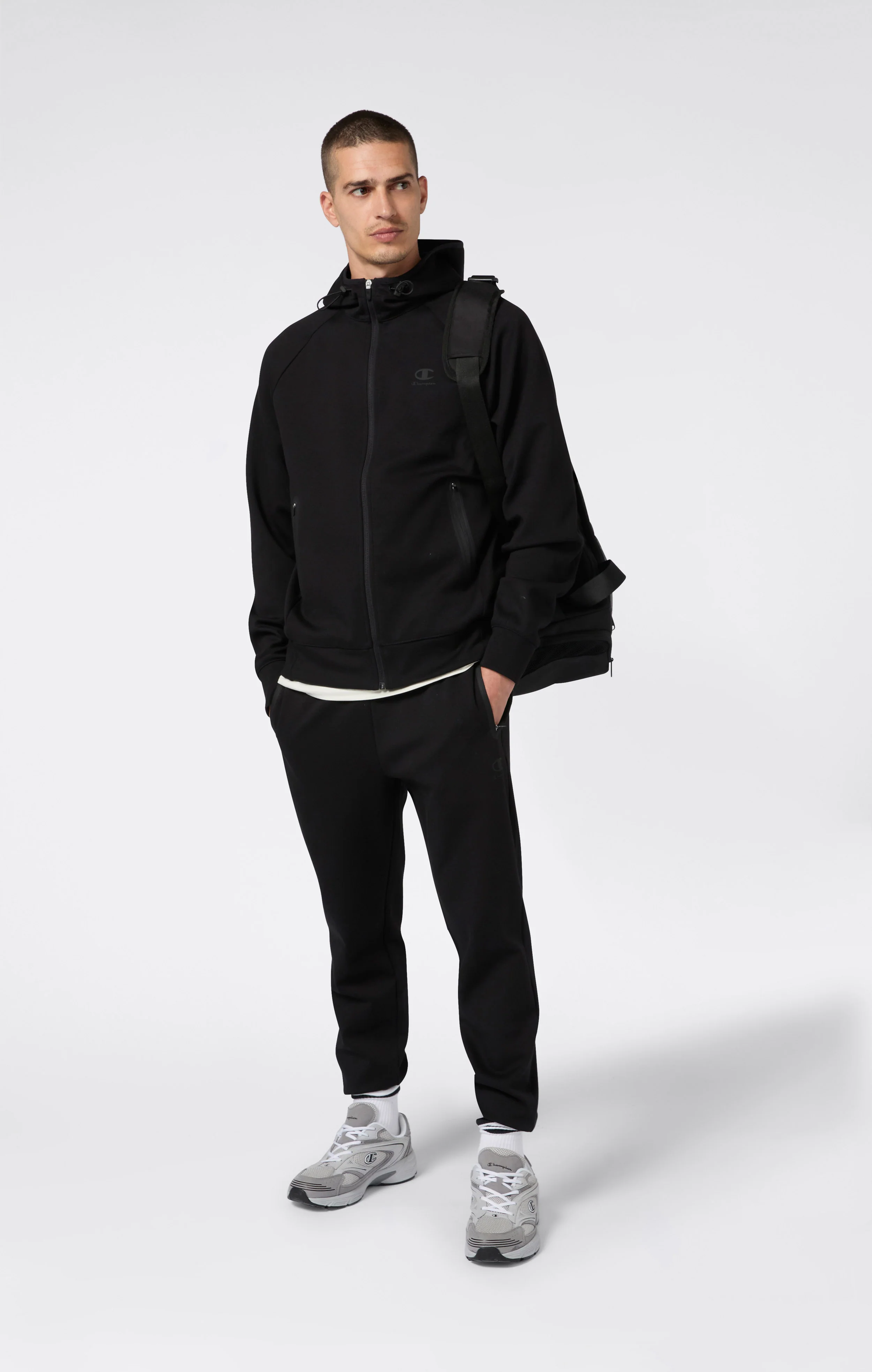 Men’s Stretch Poly-Cotton Full Zip Hooded Sweatshirt C-Tech - Image 4