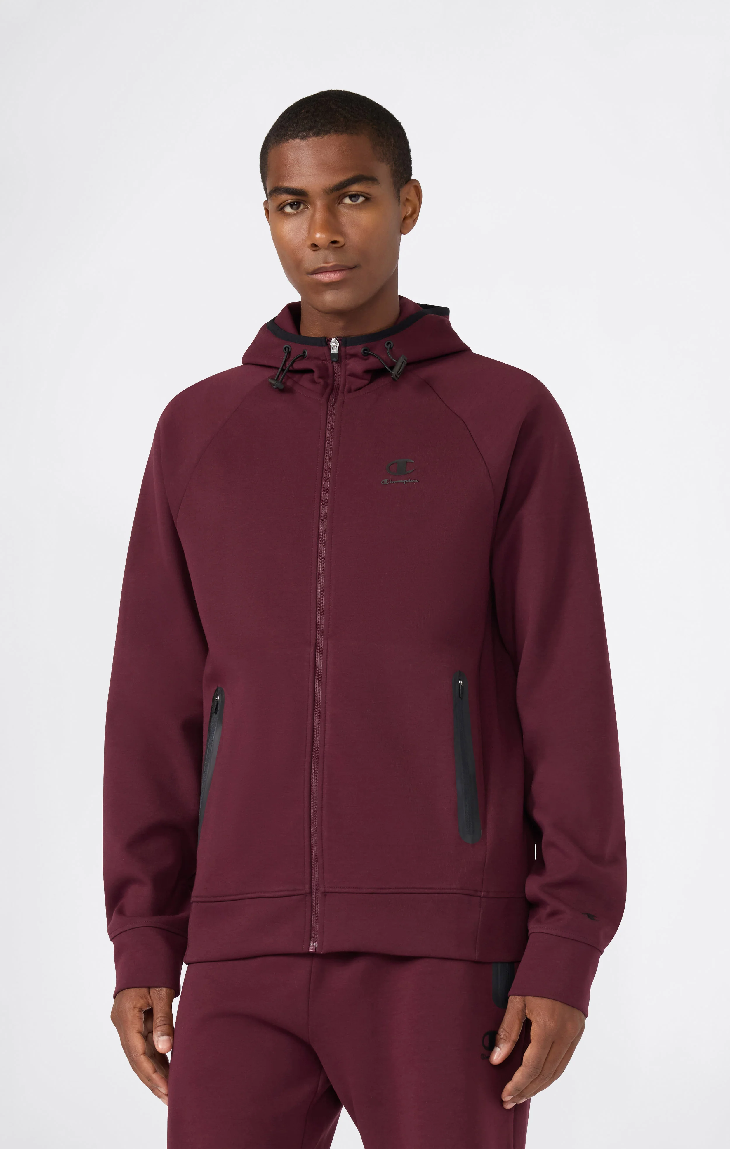 Men’s Stretch Poly-Cotton Full Zip Hooded Sweatshirt C-Tech