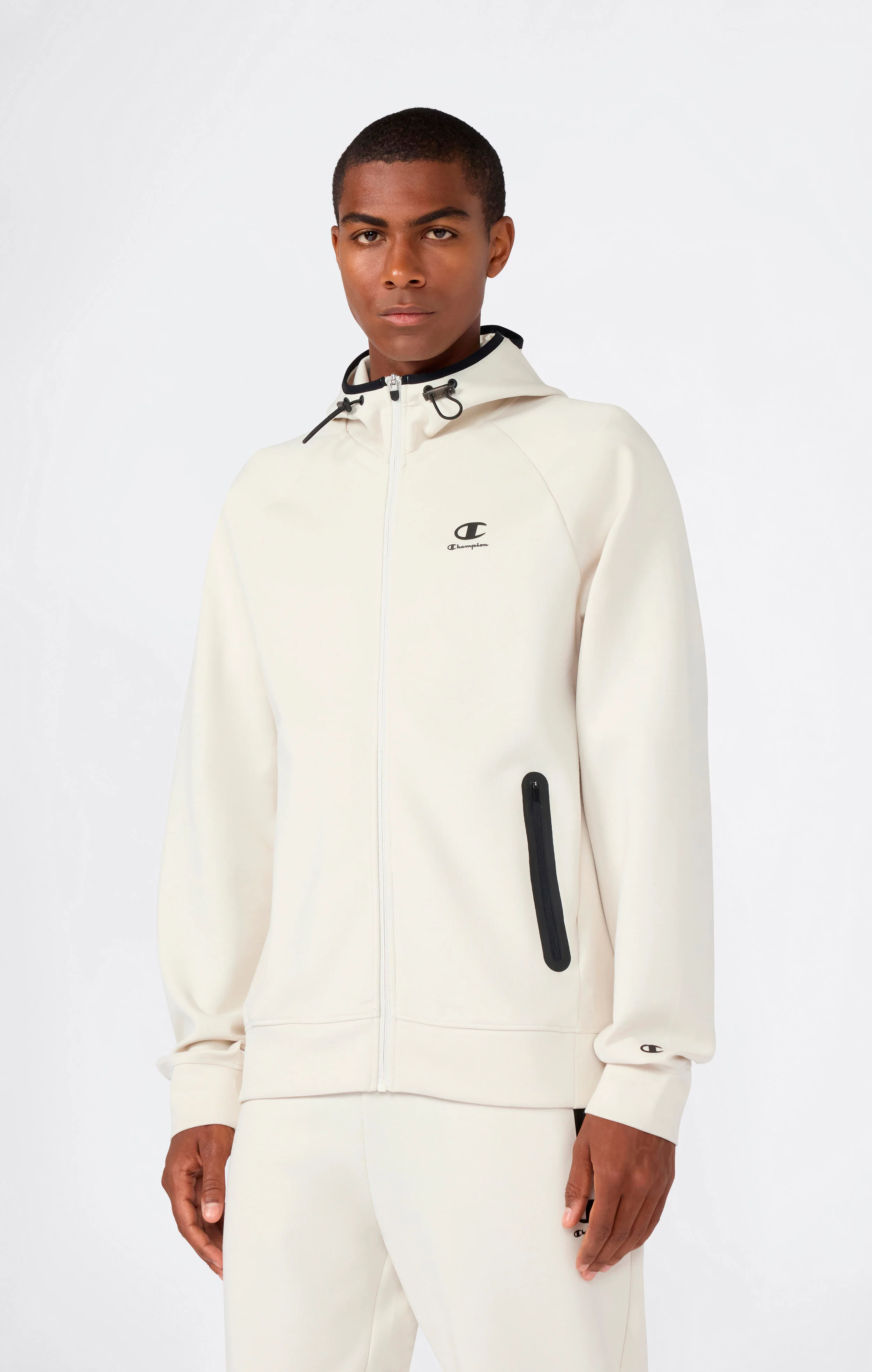 Men’s Stretch Poly-Cotton Full Zip Hooded Sweatshirt C-Tech