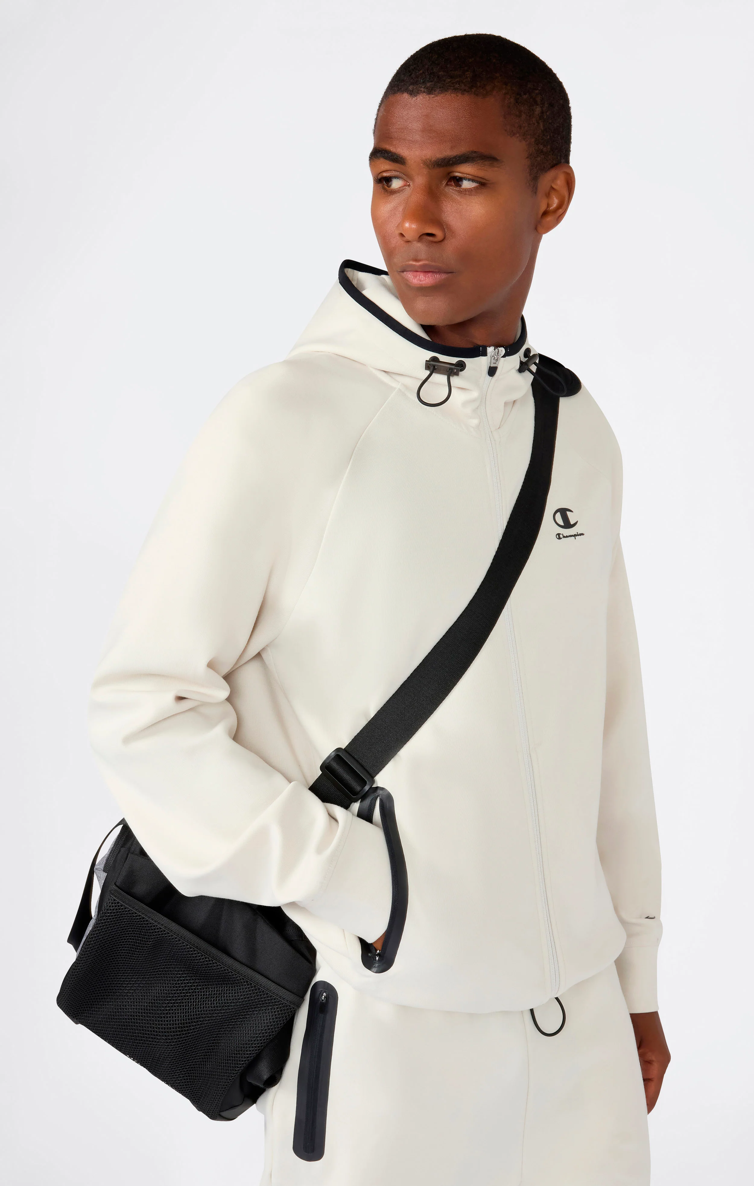 Men’s Stretch Poly-Cotton Full Zip Hooded Sweatshirt C-Tech - Image 3