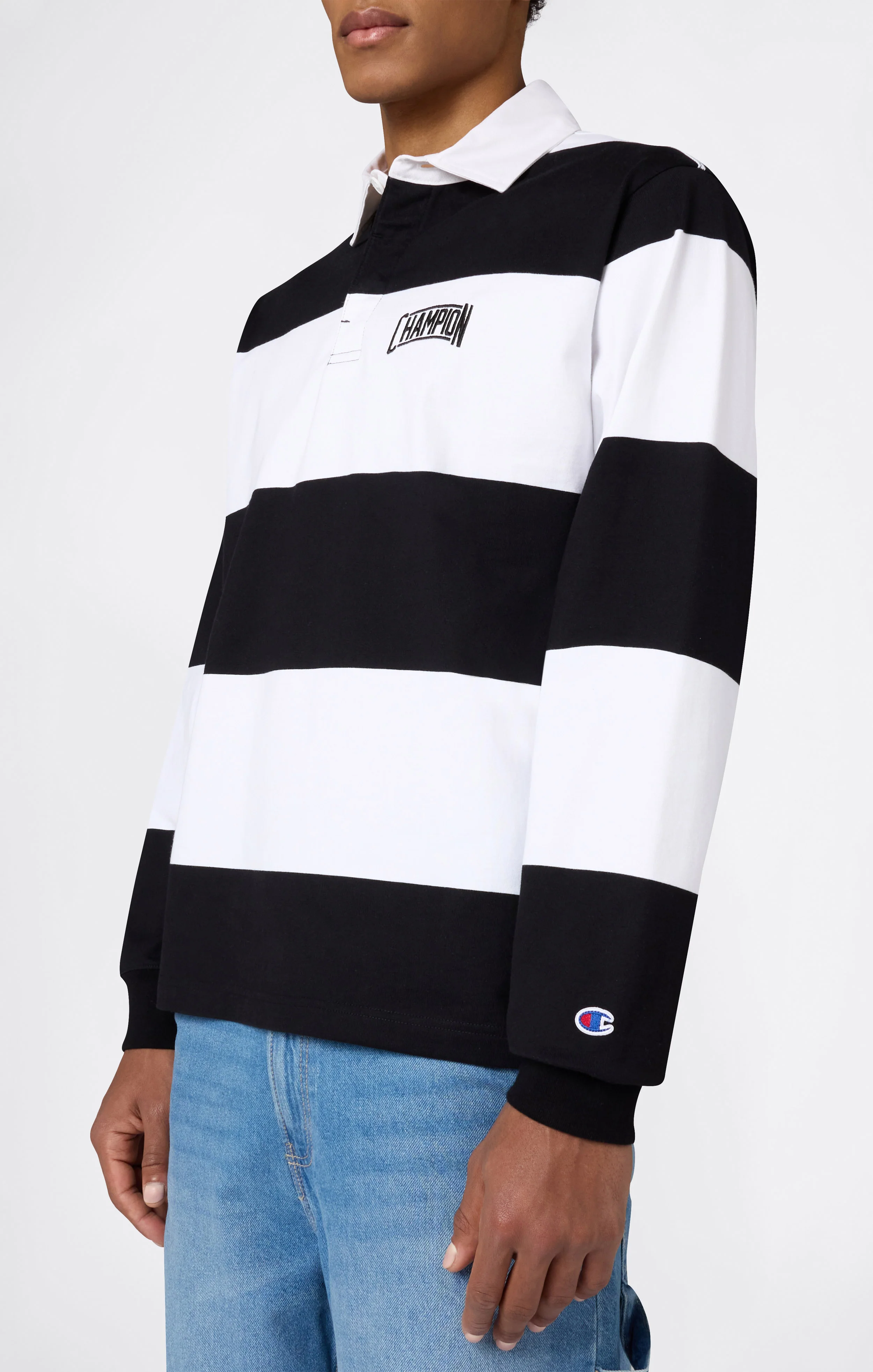 Men’s Striped Heavy Jersey Polo Shirt - Image 2