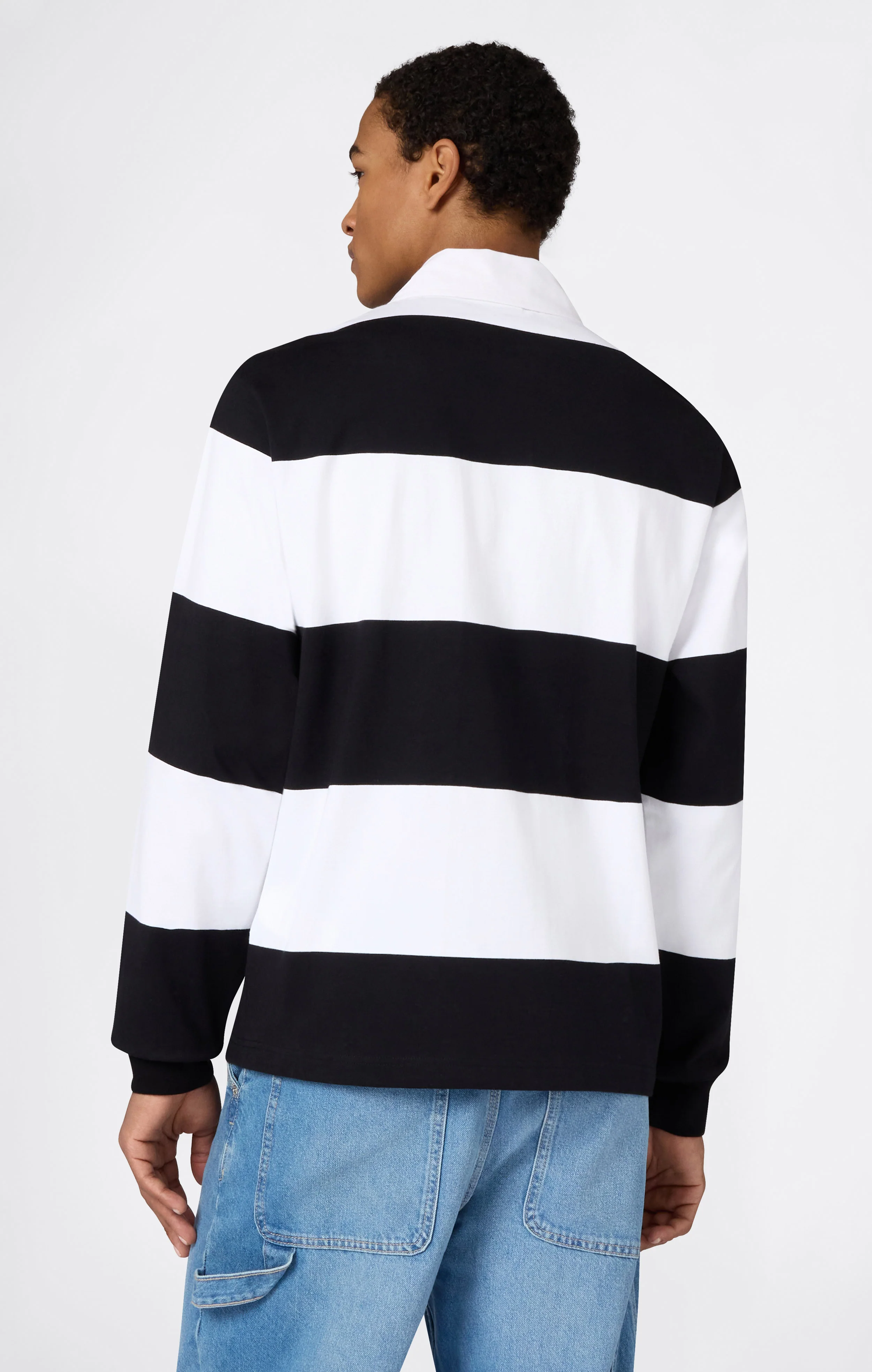 Men’s Striped Heavy Jersey Polo Shirt - Image 3