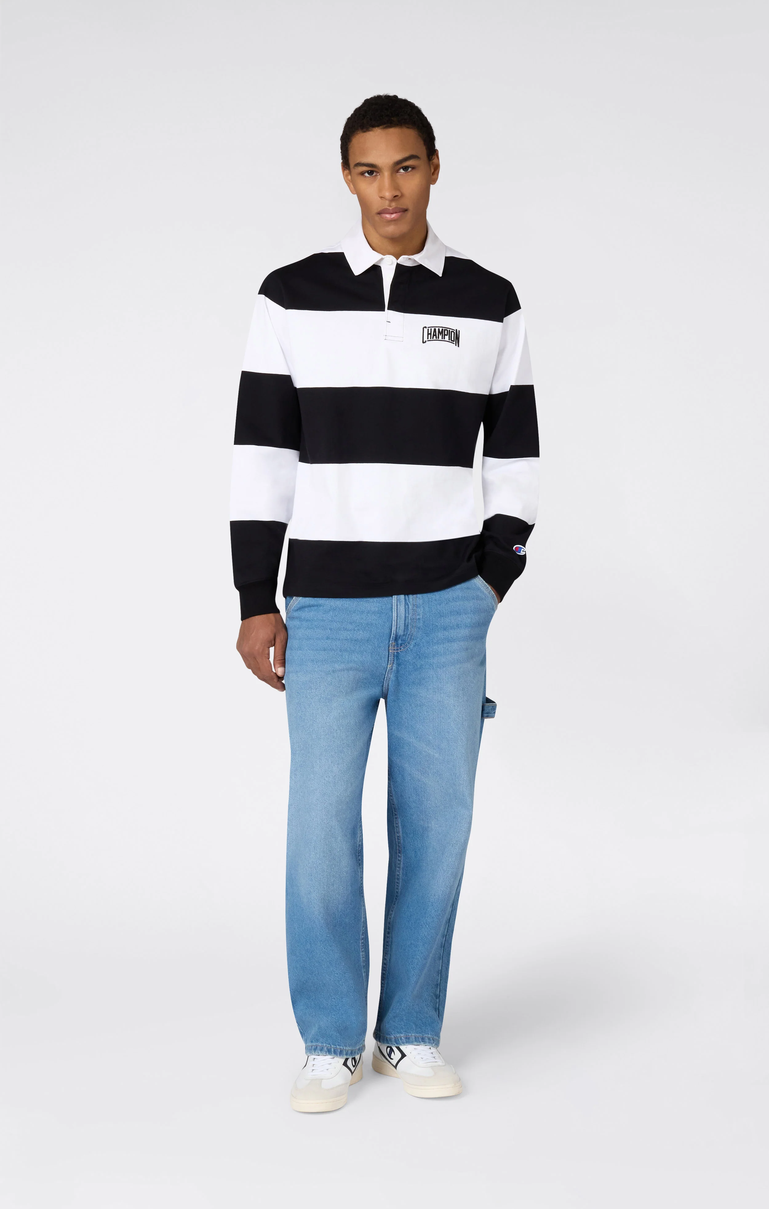 Men’s Striped Heavy Jersey Polo Shirt - Image 4